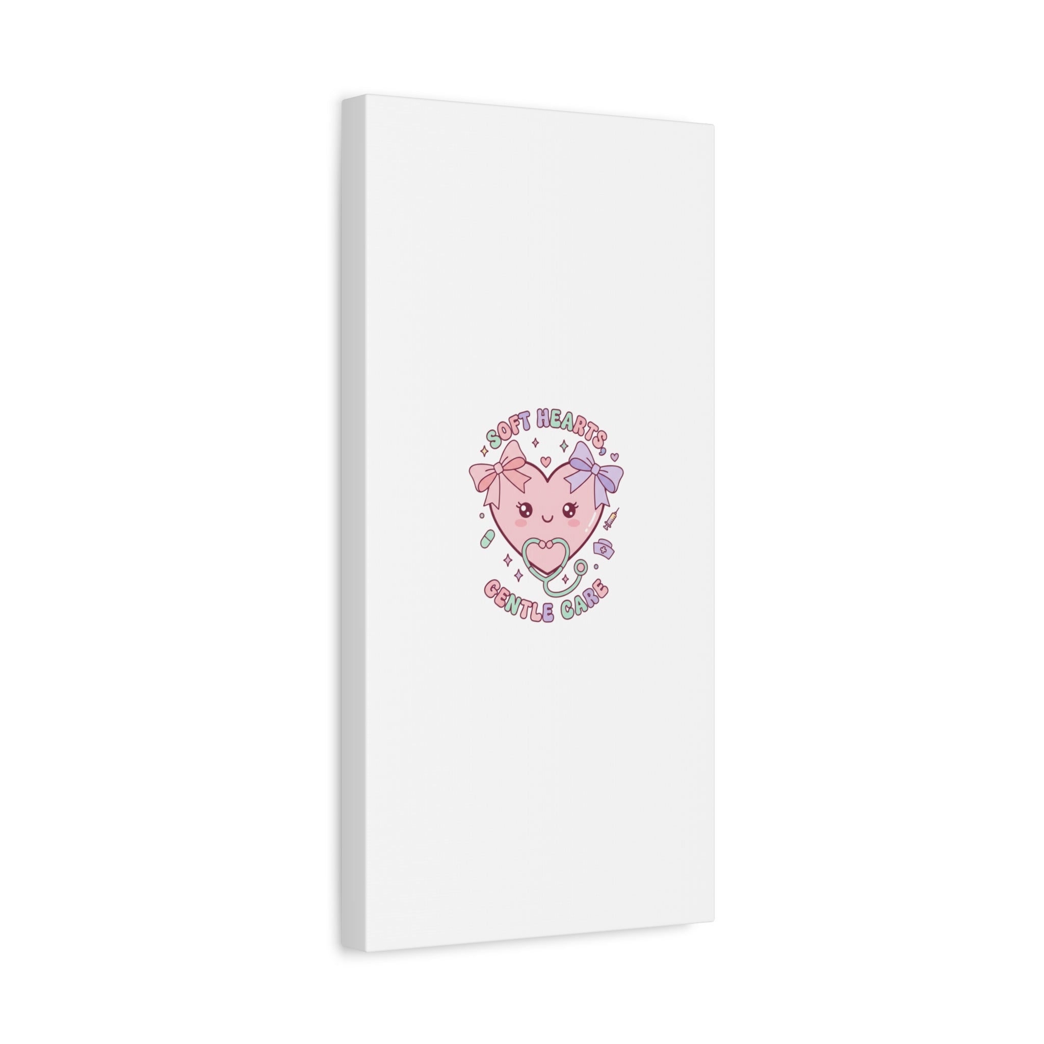 Soft Hearts Gentle Care Canvas, Cute Nurse Graphic | Pastel Coquette Medical Art 36" x 36" 1.25"