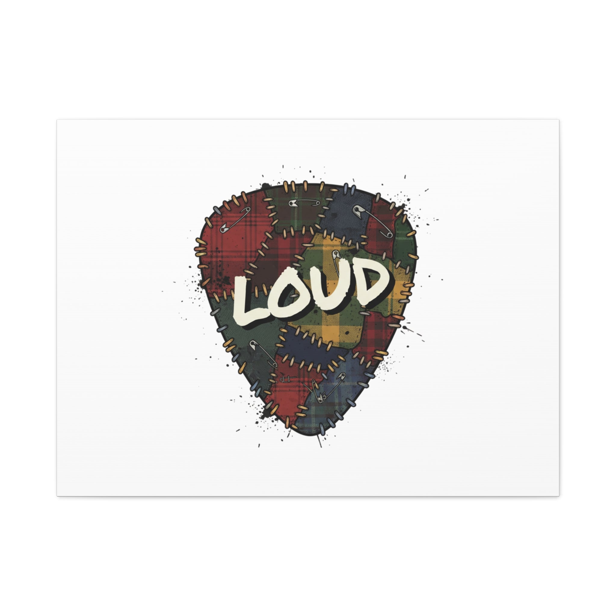 Plaid Patchwork Guitar Pick Canvas, Grunge Revival, 90s Rock Plaid Aesthetic 40" x 30" (Horizontal) 1.25"