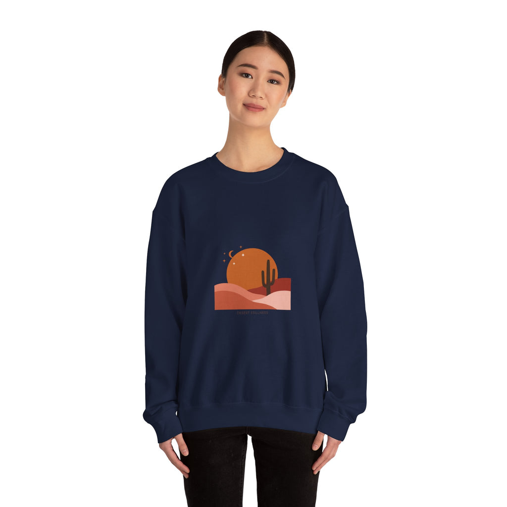 Desert Sunset Minimalist Mesa Sweatshirt | Southwestern adobe-inspired wall art vibe Navy