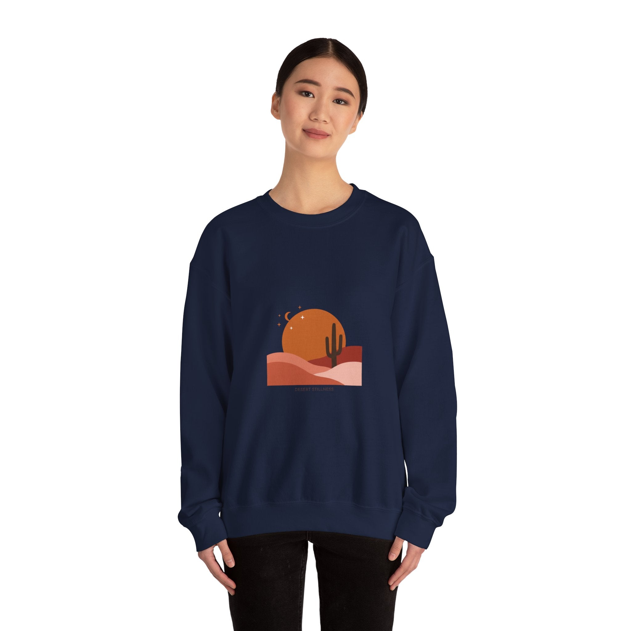 Desert Sunset Minimalist Mesa Sweatshirt | Southwestern adobe-inspired wall art vibe Navy