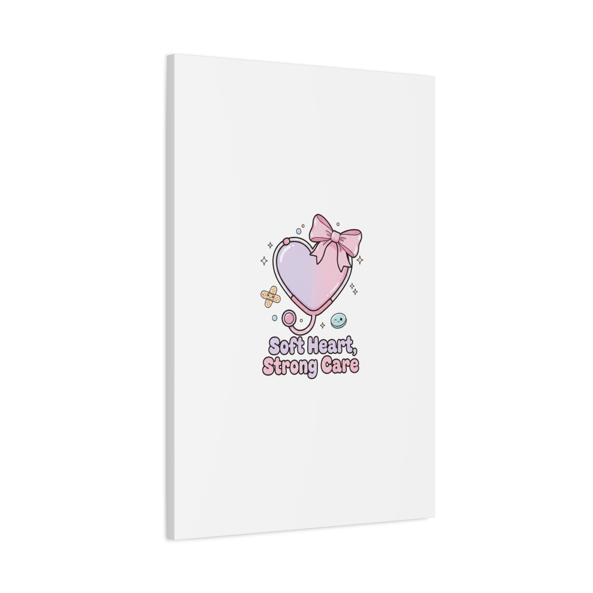 Soft Heart Strong Care Canvas, Pastel Cute Nurse Medical Art | Coquette Healthcare 36" x 36" 1.25"