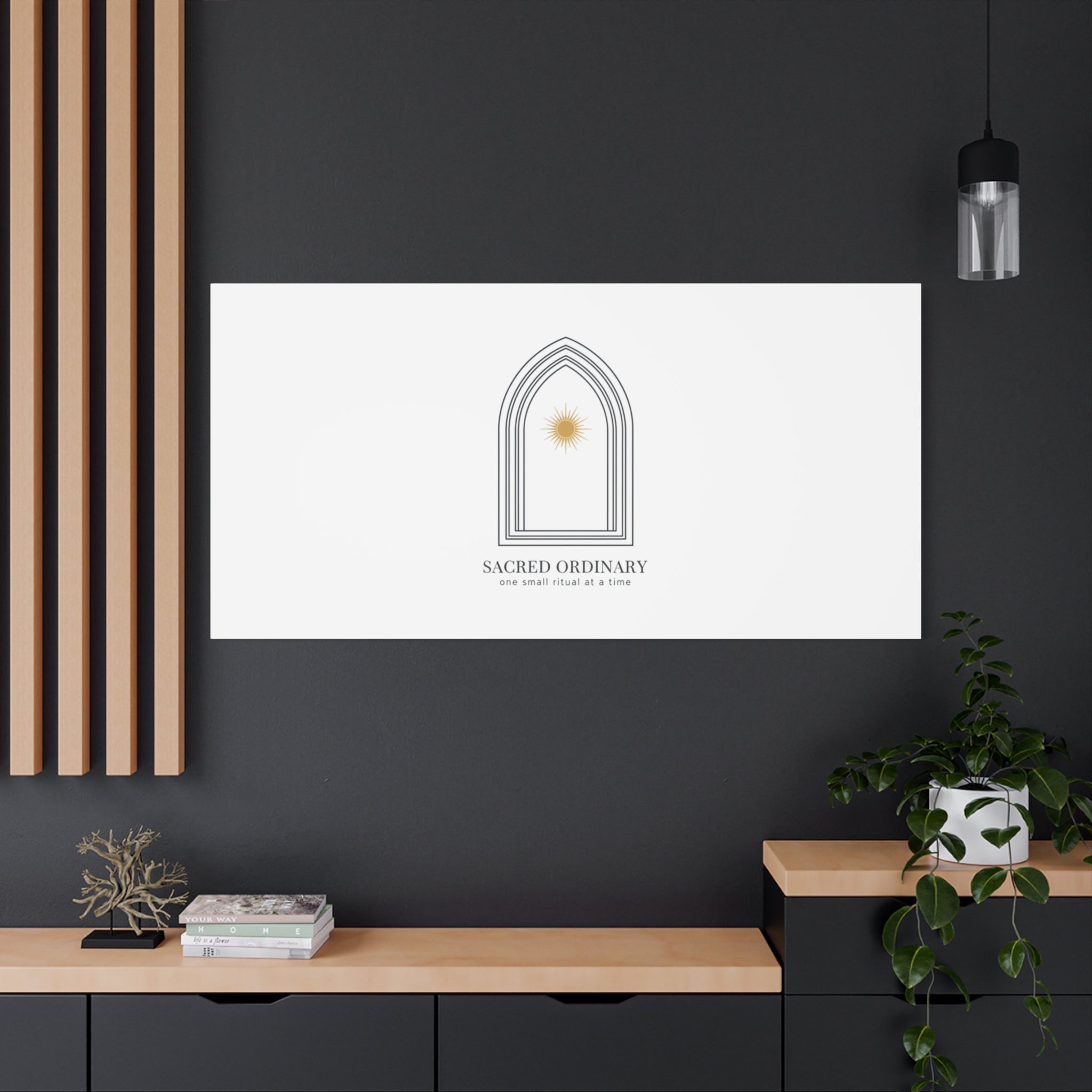 Sacred Ordinary Gothic Arch Canvas | Minimal Scripture Art, Quiet Luxury