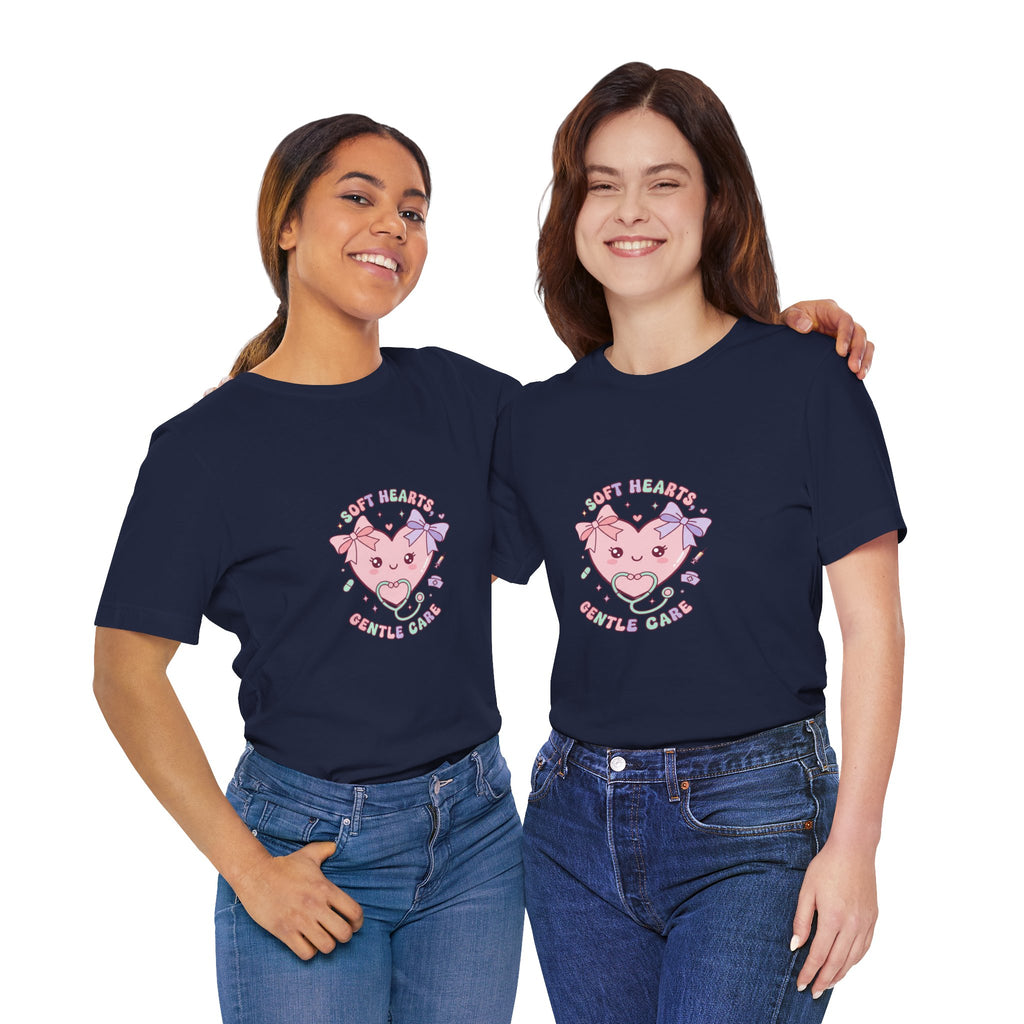 Kawaii Nurse Heart Tee | pastel healthcare design, coquette medical shirt Navy