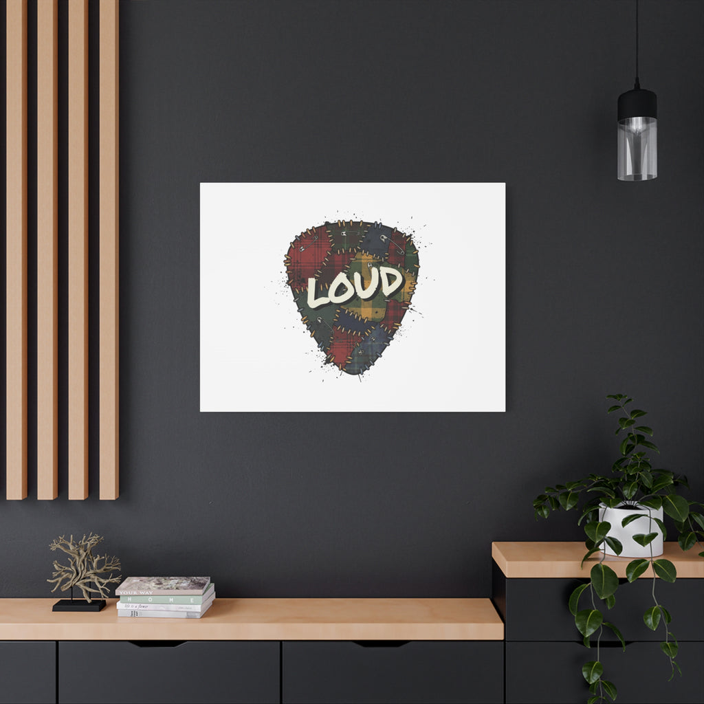 Plaid Patchwork Guitar Pick Canvas, Grunge Revival, 90s Rock Plaid Aesthetic 36" x 36" 1.25"