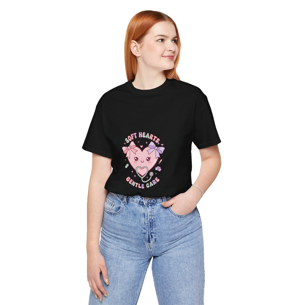 Kawaii Nurse Heart Tee | pastel healthcare design, coquette medical shirt Navy