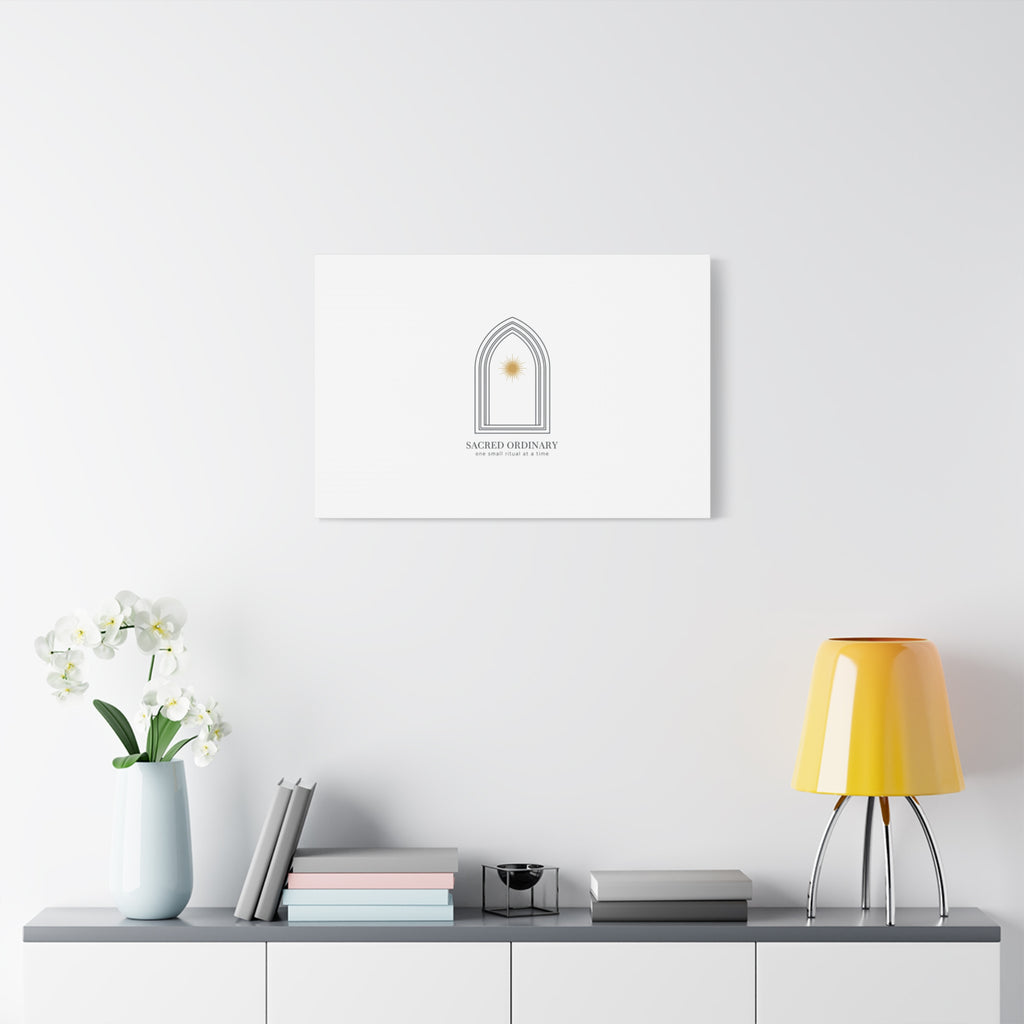 Sacred Ordinary Gothic Arch Canvas | Minimal Scripture Art, Quiet Luxury 36" x 36" 1.25"