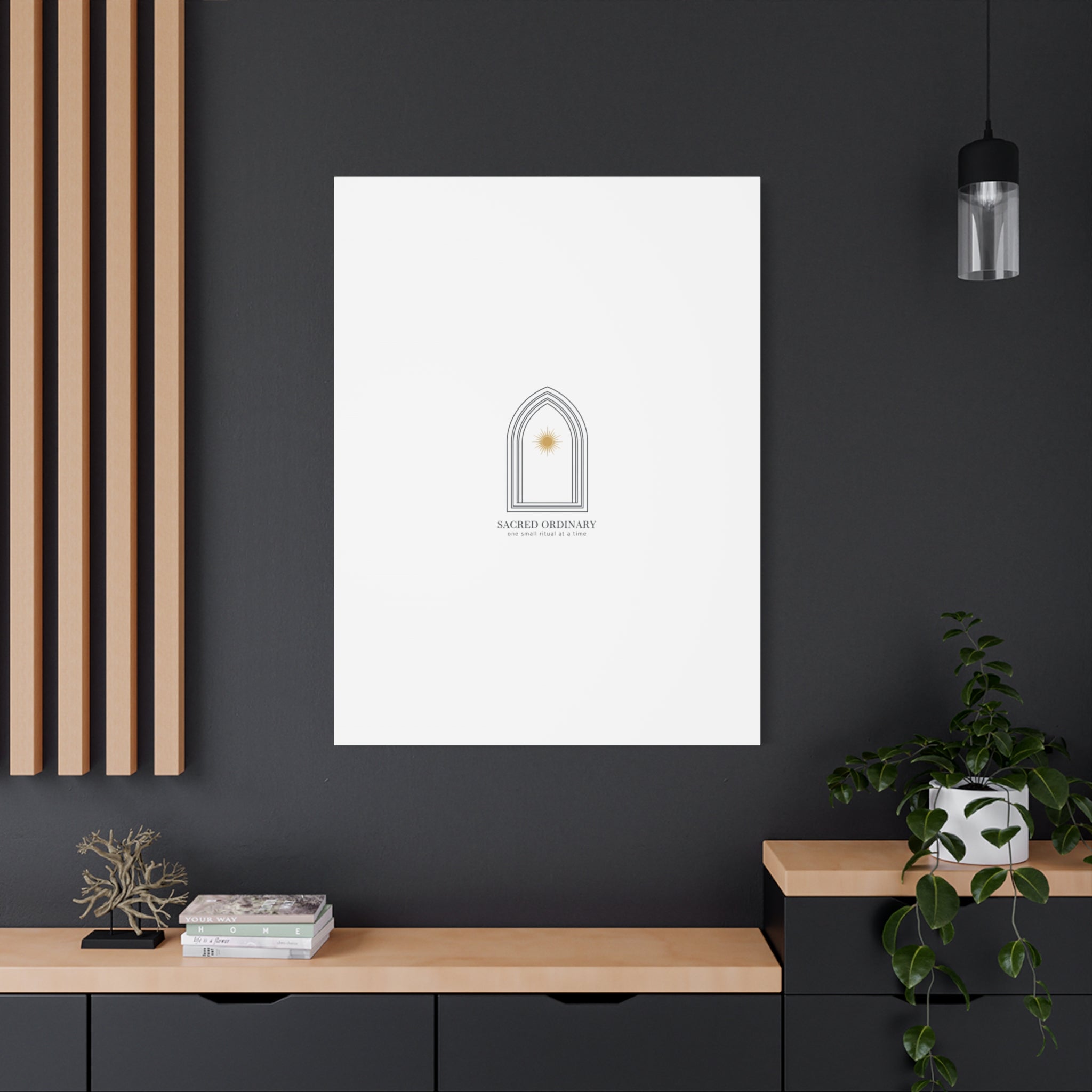 Sacred Ordinary Gothic Arch Canvas | Minimal Scripture Art, Quiet Luxury