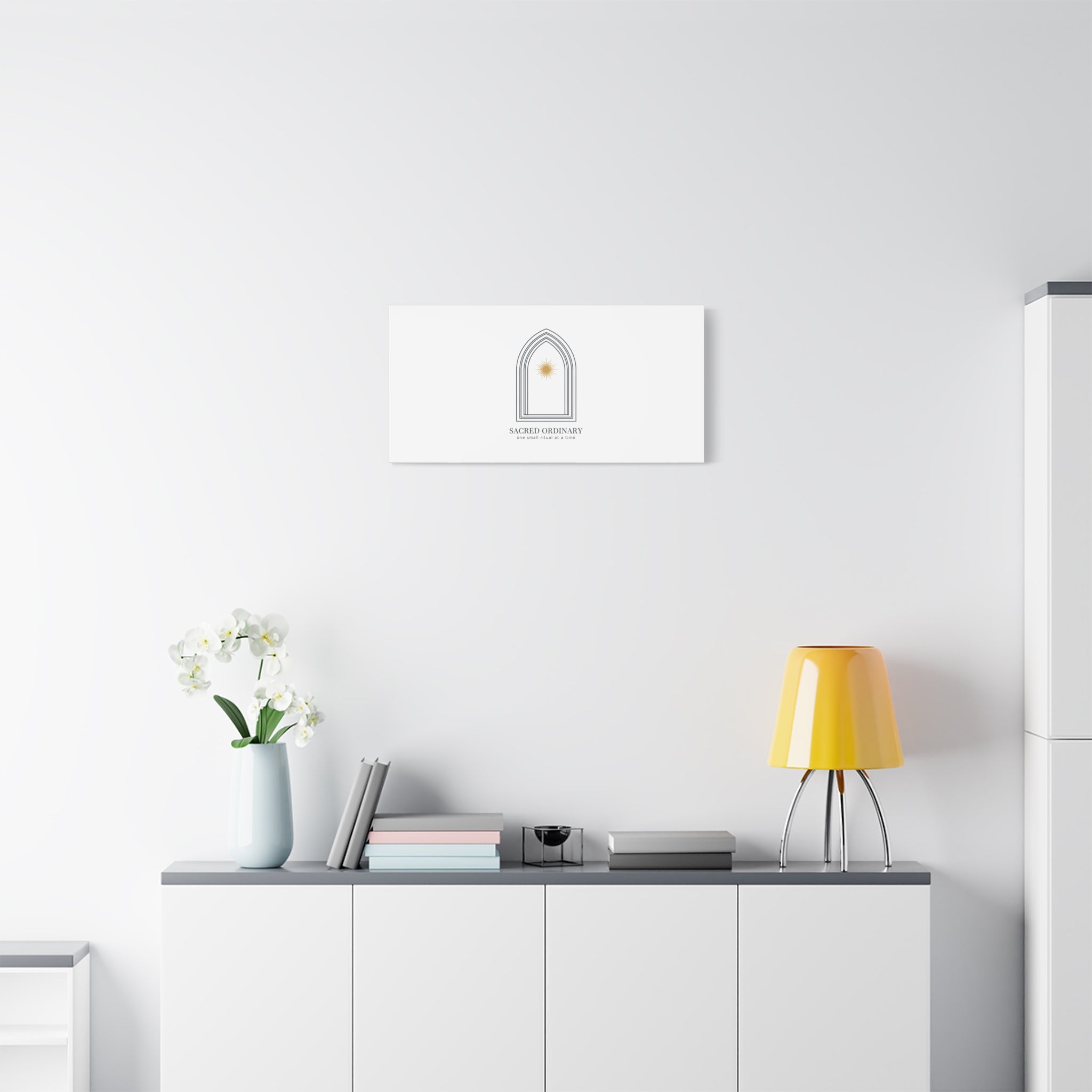 Sacred Ordinary Gothic Arch Canvas | Minimal Scripture Art, Quiet Luxury