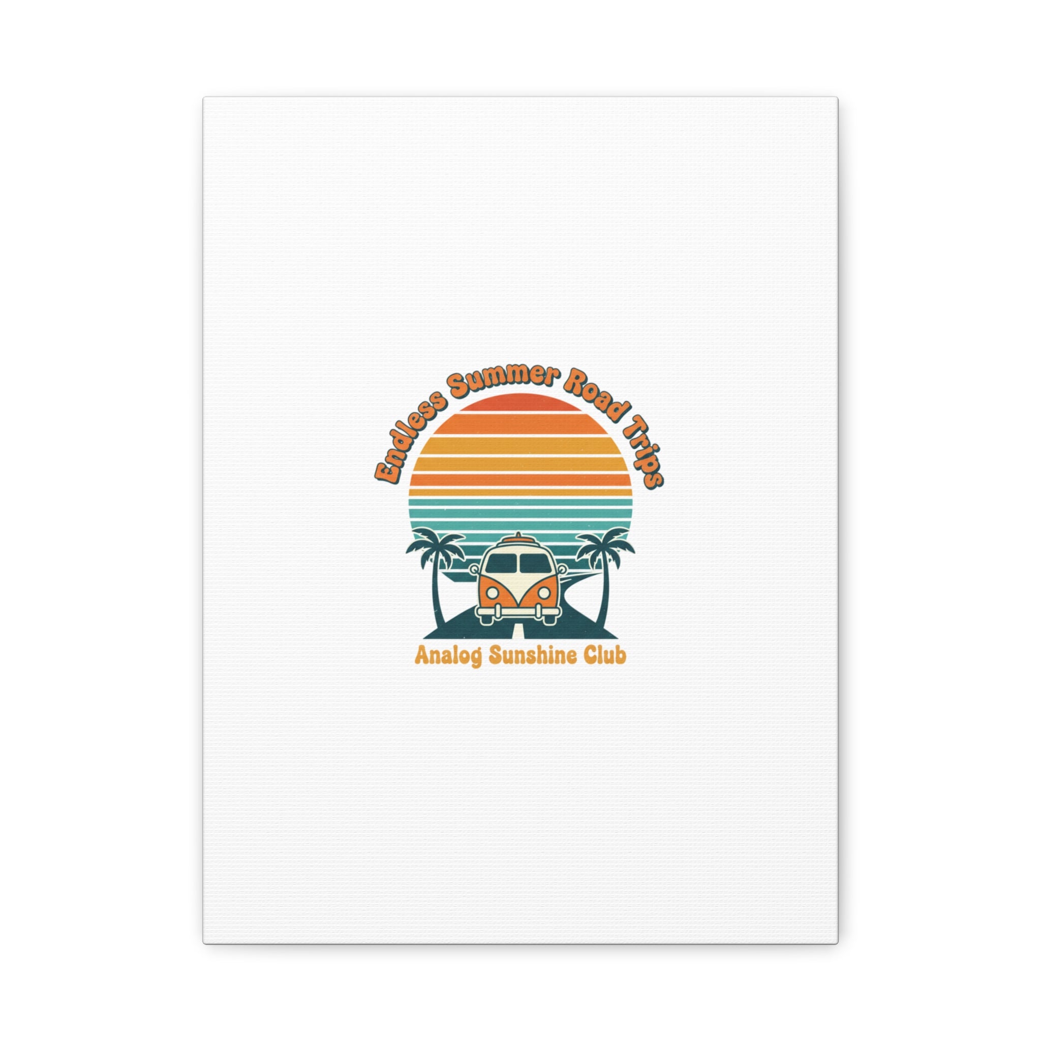 Endless Summer Road Trips Canvas | 1970s Sunset, Retro Surf Palm Art 12″ x 16″ (Vertical) 1.25"