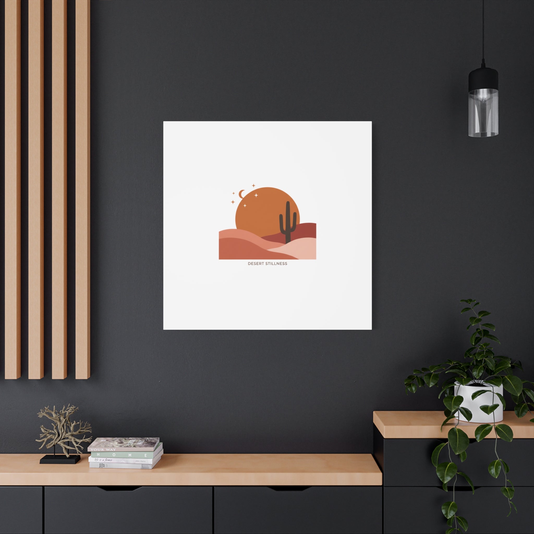 Desert Stillness Canvas, Desert Sunset Minimalist Mesa | Southwestern Art Print