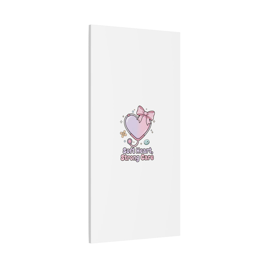Soft Heart Strong Care Canvas, Pastel Cute Nurse Medical Art | Coquette Healthcare 36" x 36" 1.25"