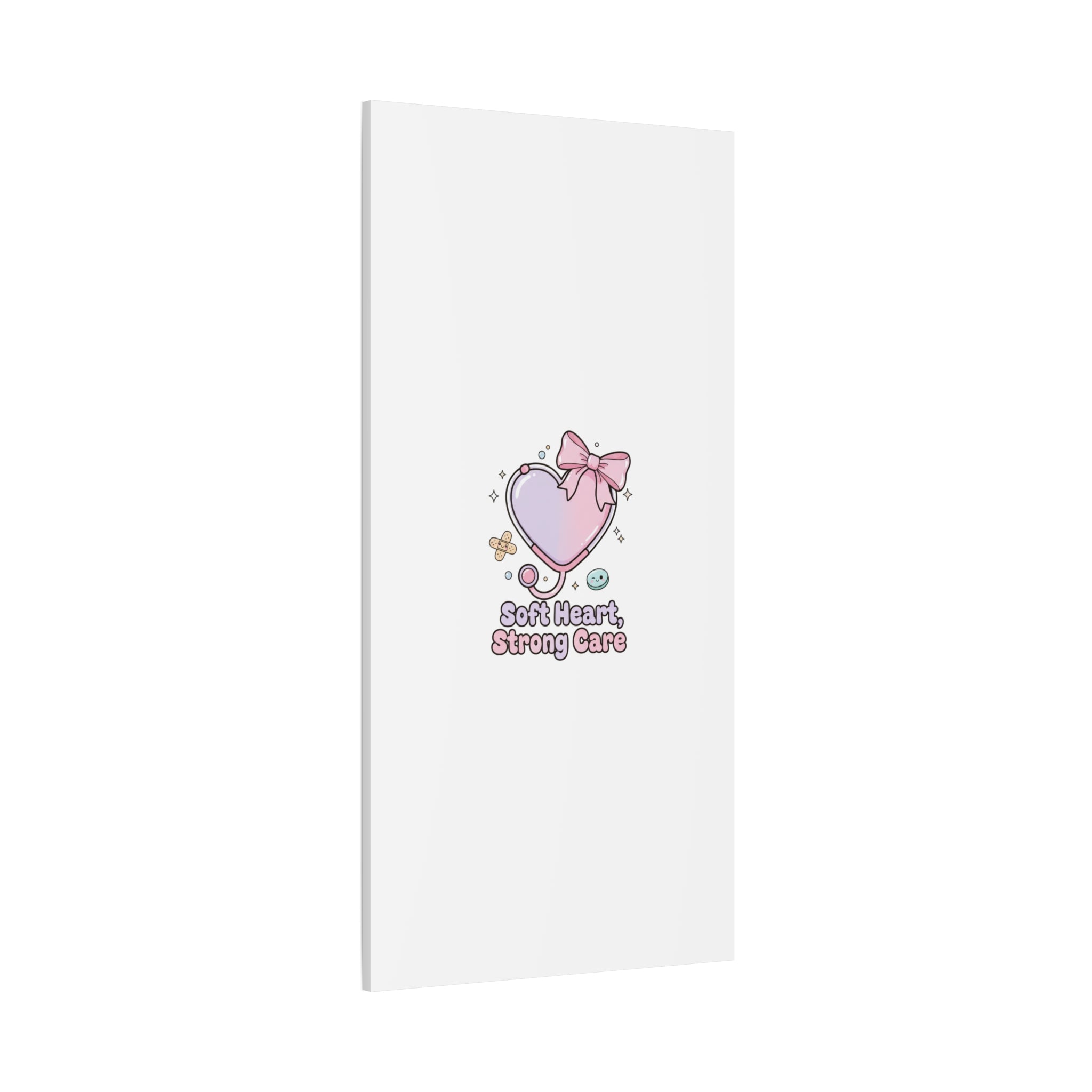 Soft Heart Strong Care Canvas, Pastel Cute Nurse Medical Art | Coquette Healthcare 36" x 36" 1.25"