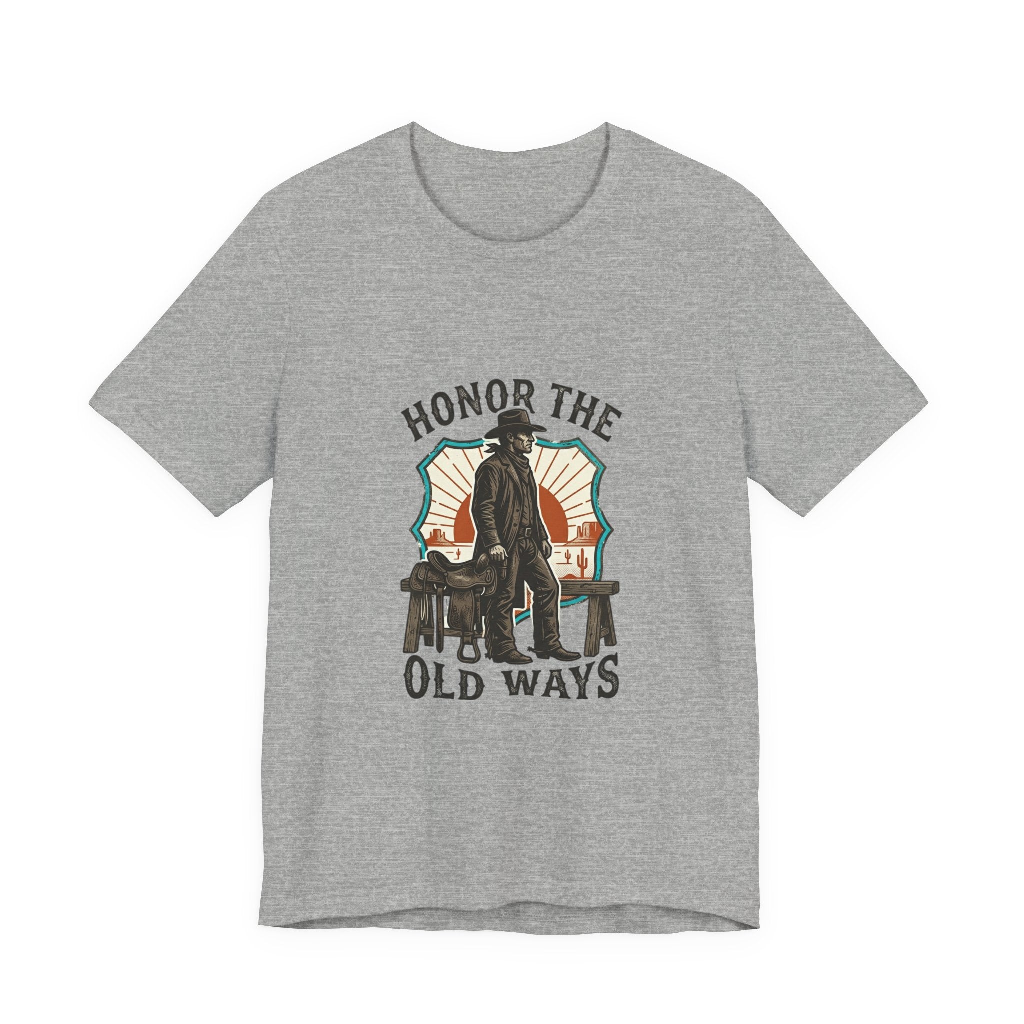 Honor the Old Ways T-Shirt | Western Americana Vintage Cowboy Frontier Athletic Heather