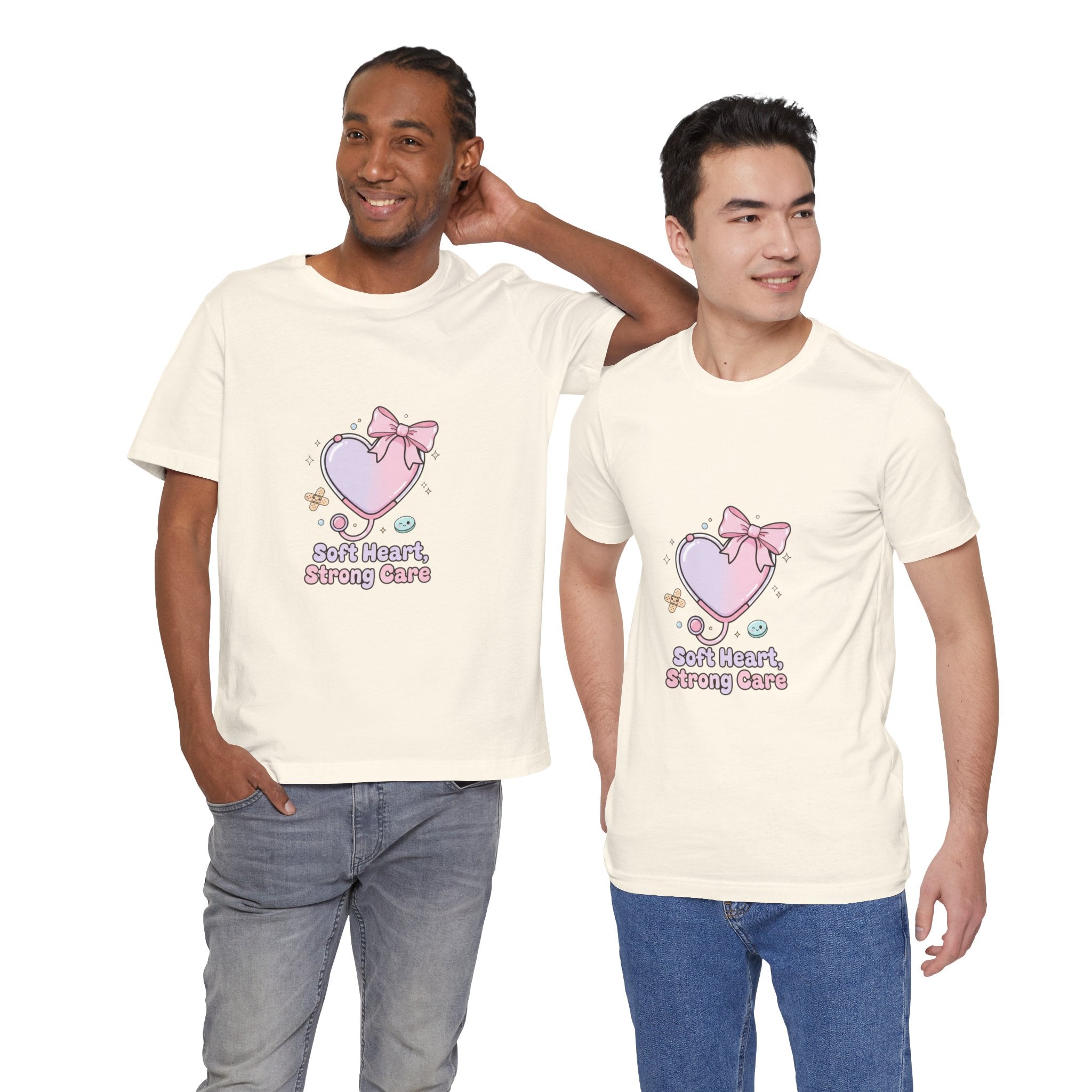 Soft Heart Strong Care T-Shirt | cute nurse graphic, pastel coquette medical shirt Navy