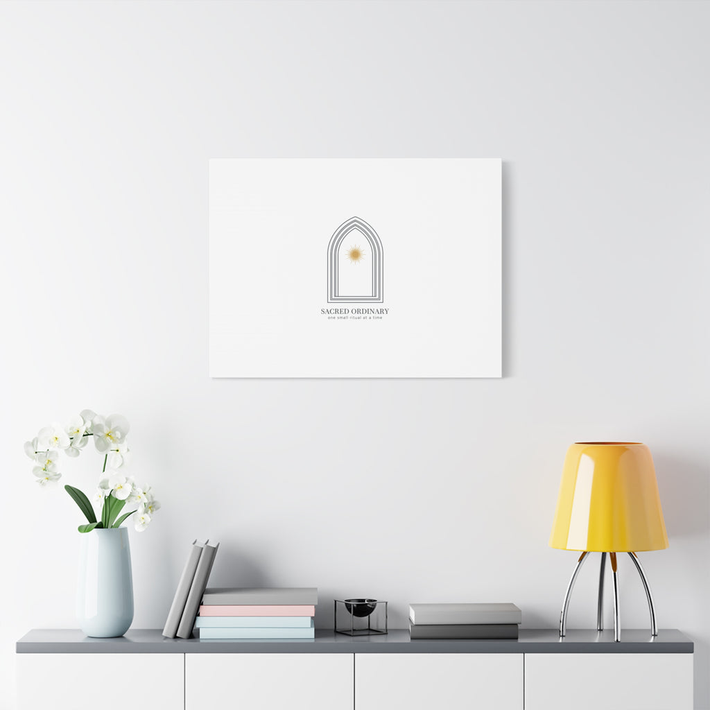 Sacred Ordinary Gothic Arch Canvas | Minimal Scripture Art, Quiet Luxury