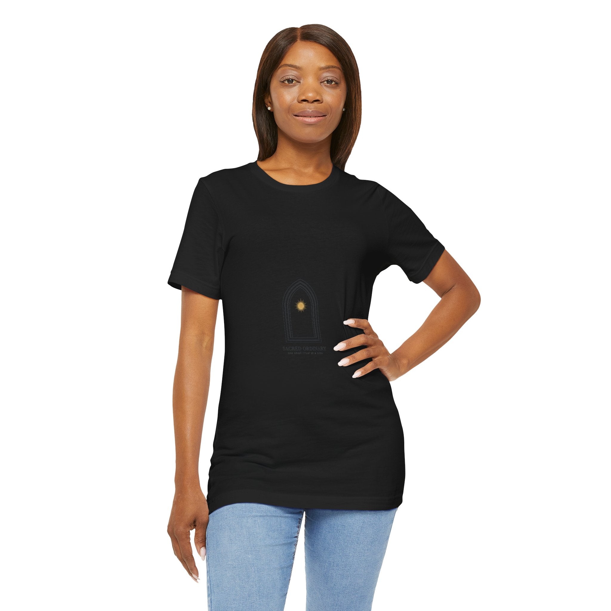 Gothic Arch Minimal Tee | Monastic Minimalism, serene typography Navy