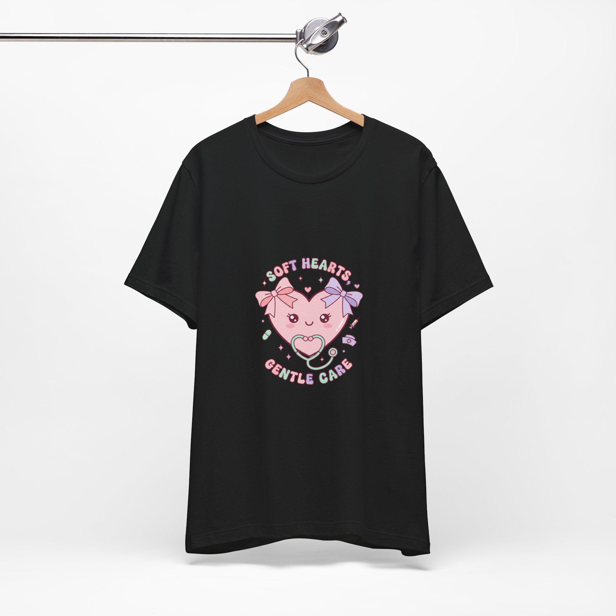 Kawaii Nurse Heart Tee | pastel healthcare design, coquette medical shirt Navy