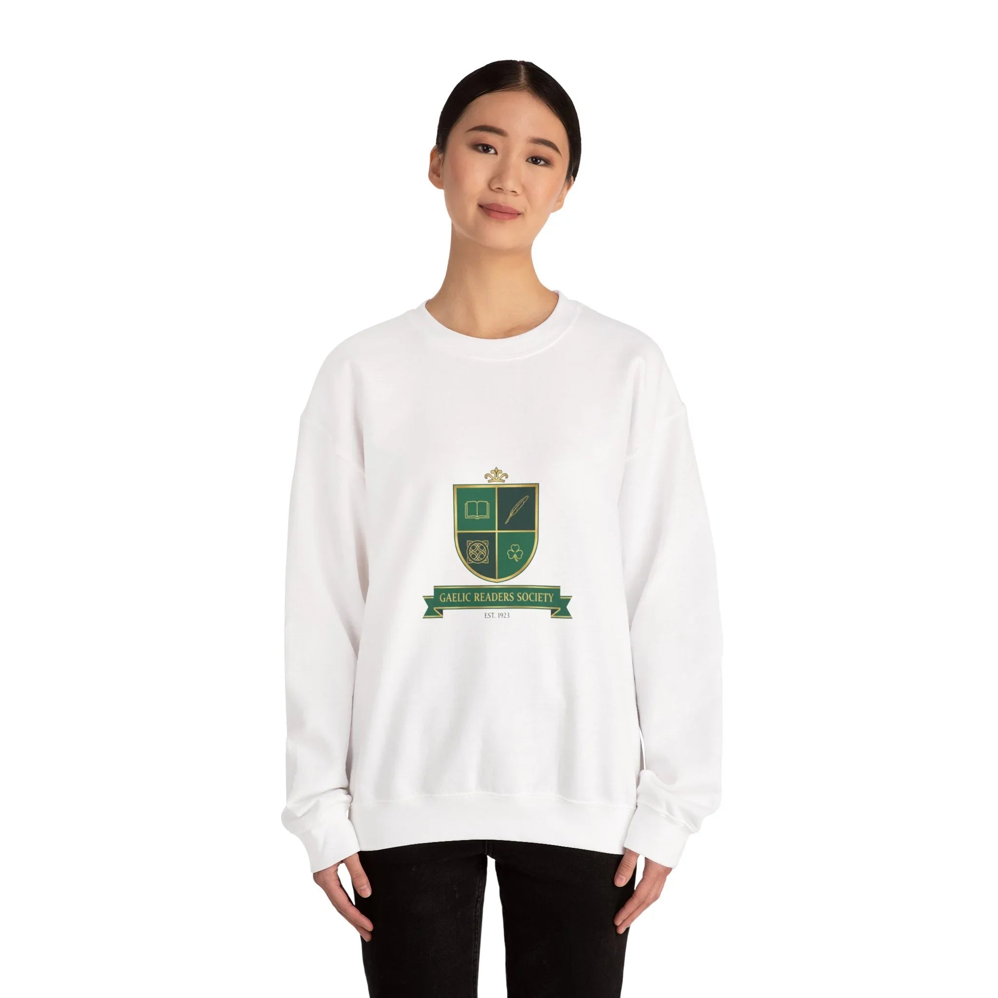 Celtic Crest Gaelic Library Sweatshirt | Irish Heritage Logo, Celtic Knot Navy
