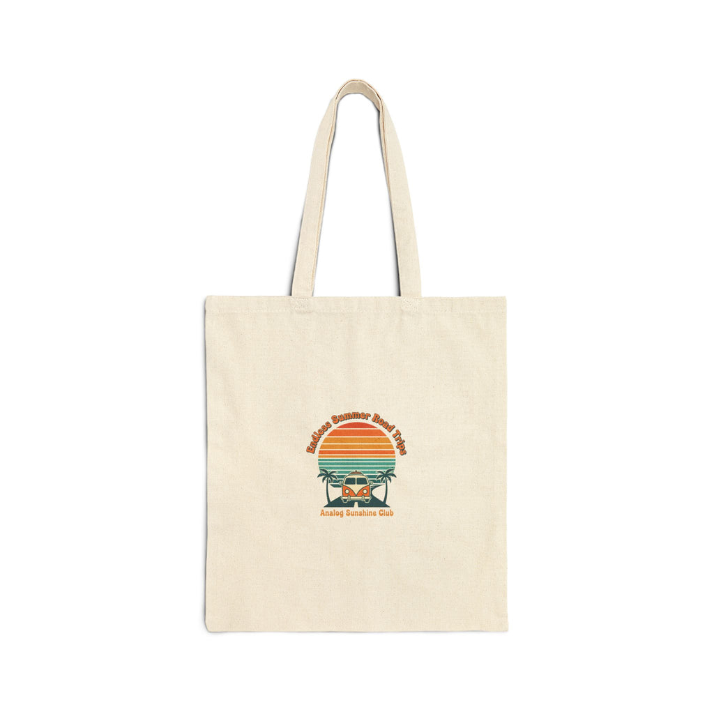 Retro 70s Sunset Palm Tote | Analog Sunshine, Vintage Surf Postcard