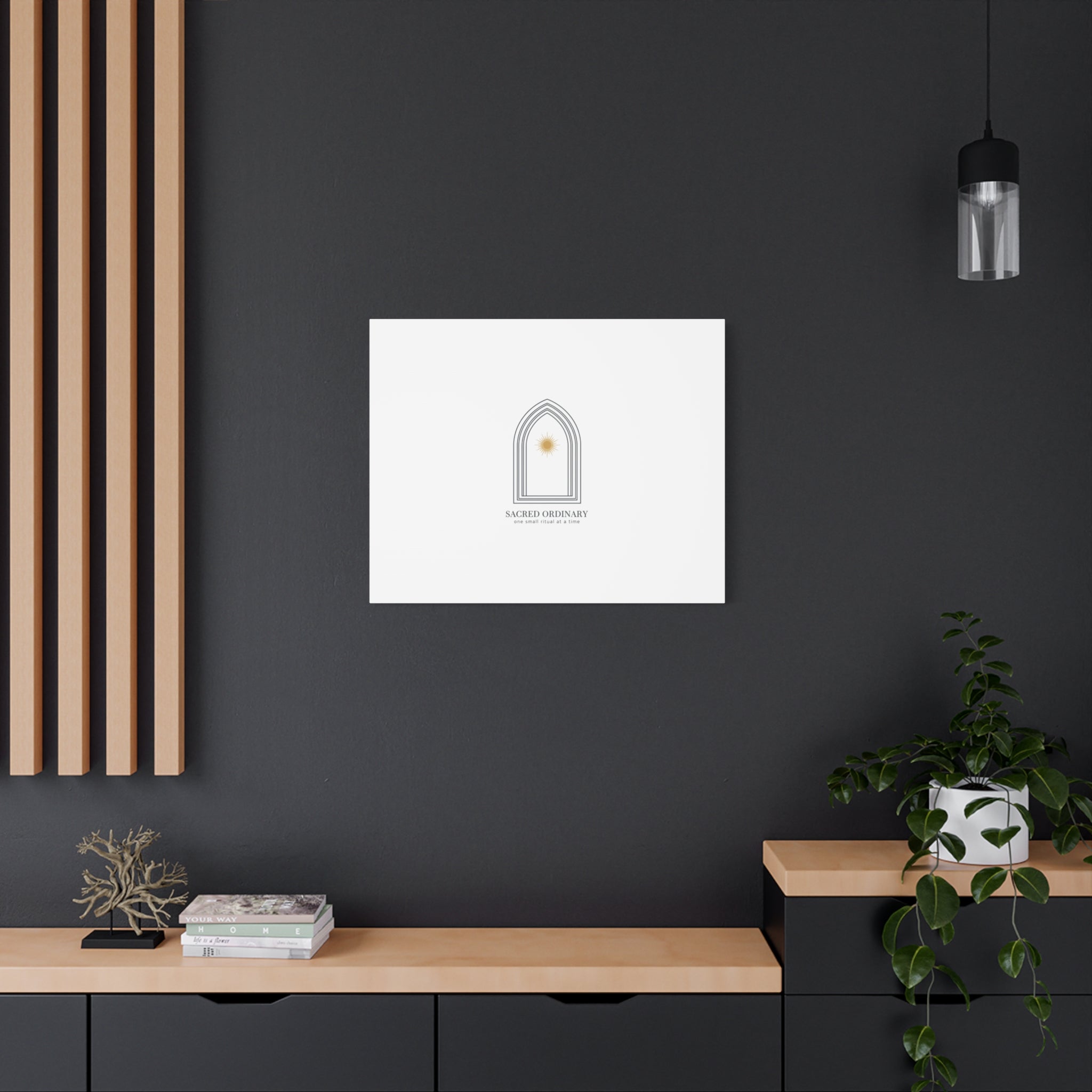 Sacred Ordinary Gothic Arch Canvas | Minimal Scripture Art, Quiet Luxury