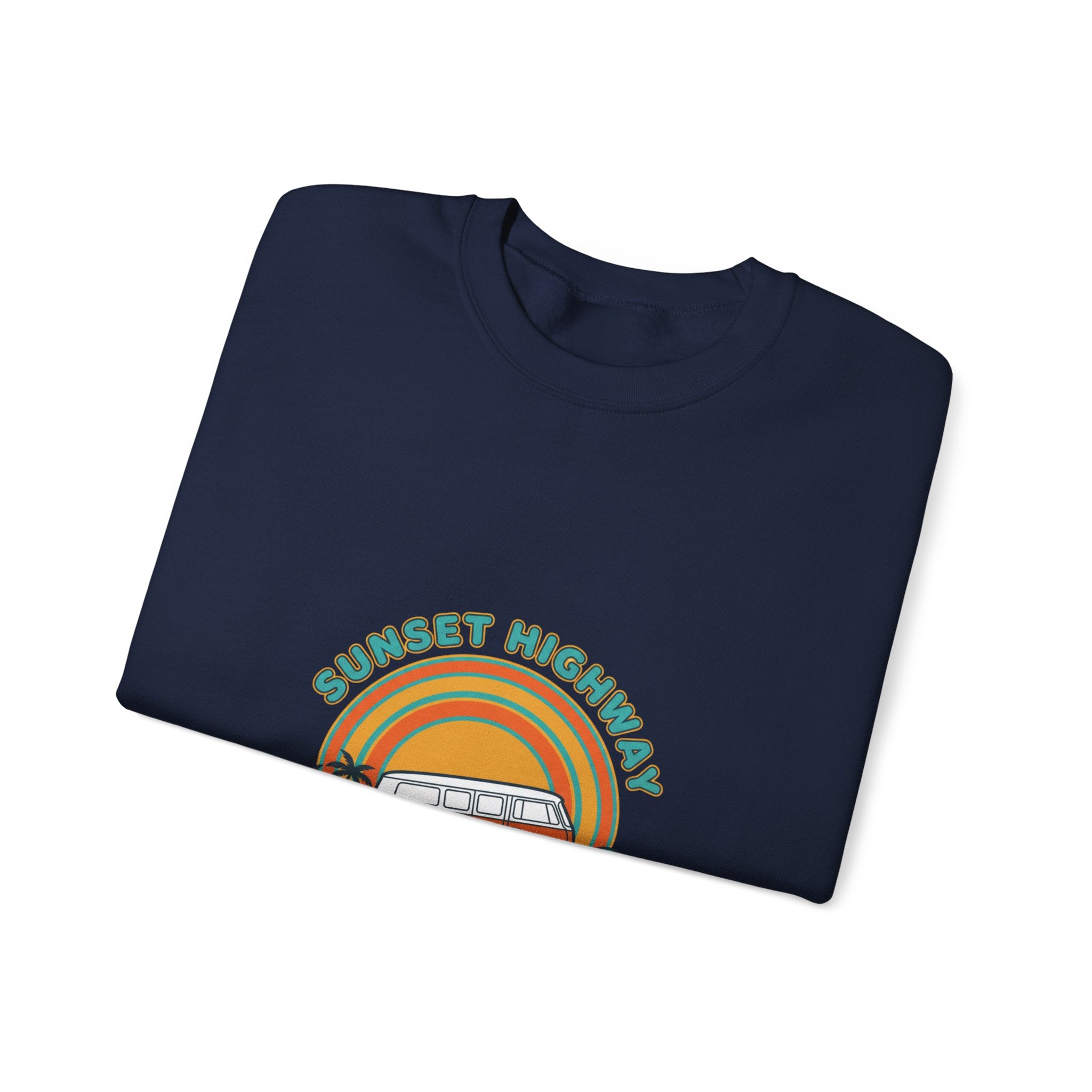 Sunset Highway Retro Surf Graphic Sweatshirt | 1970s Analog Sunshine, Vintage Palm