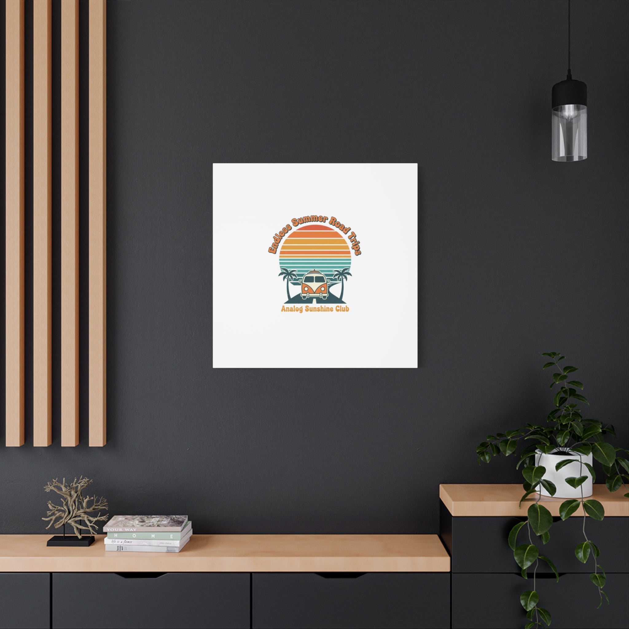 Endless Summer Road Trips Canvas | 1970s Sunset, Retro Surf Palm Art 36" x 36" 1.25"