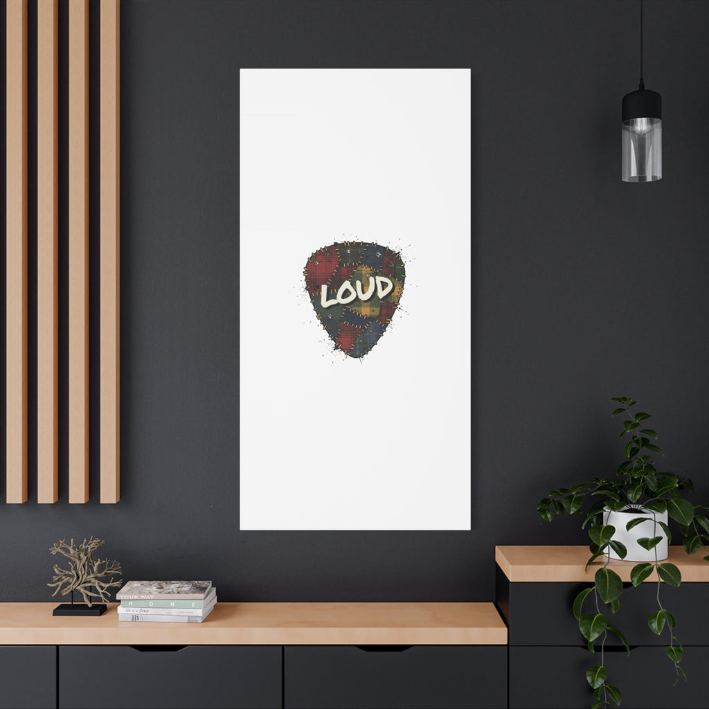 Plaid Patchwork Guitar Pick Canvas, Grunge Revival, 90s Rock Plaid Aesthetic 36" x 36" 1.25"