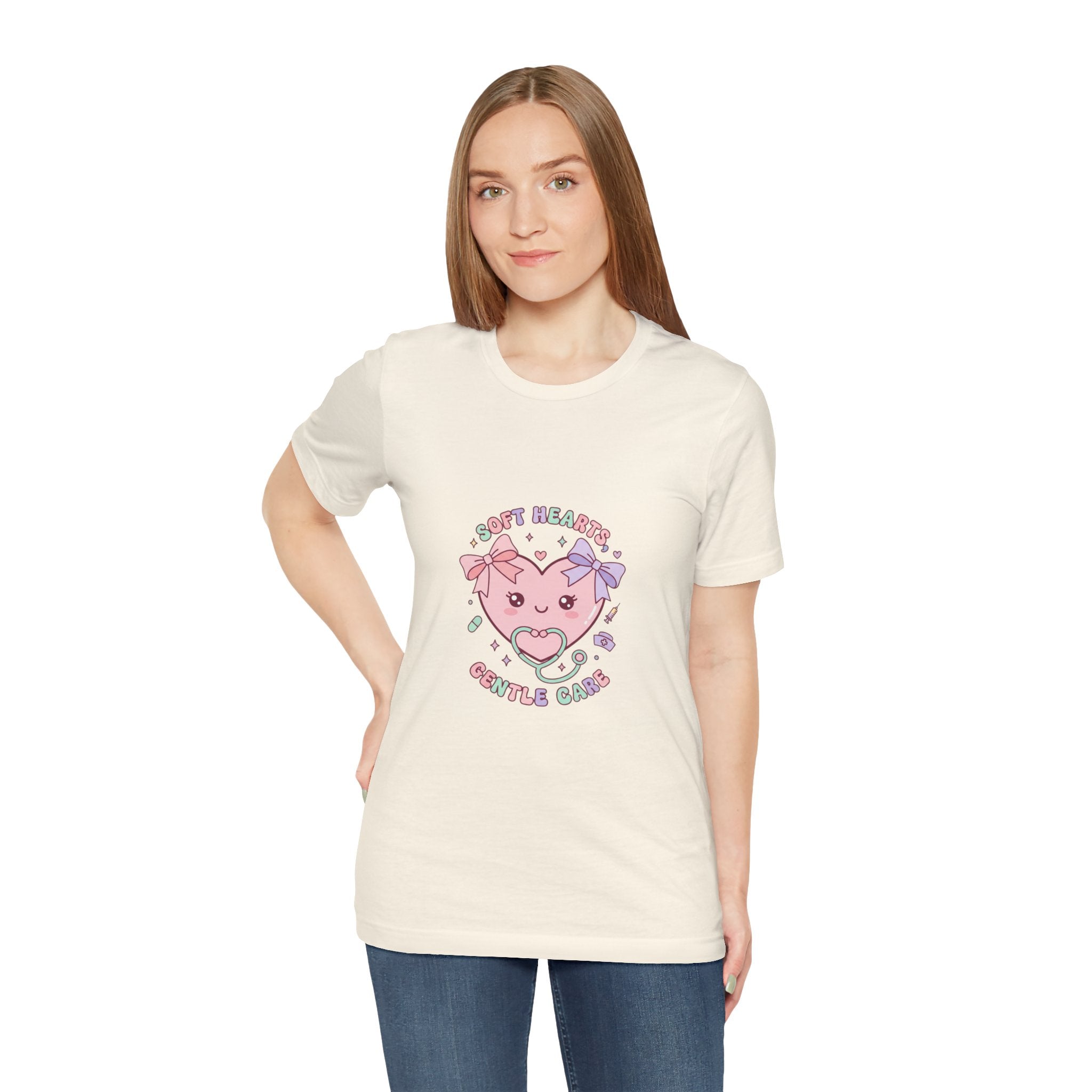 Kawaii Nurse Heart Tee | pastel healthcare design, coquette medical shirt Navy