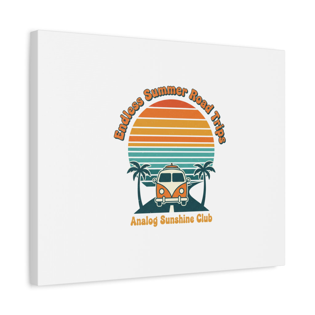 Endless Summer Road Trips Canvas | 1970s Sunset, Retro Surf Palm Art 36" x 36" 1.25"