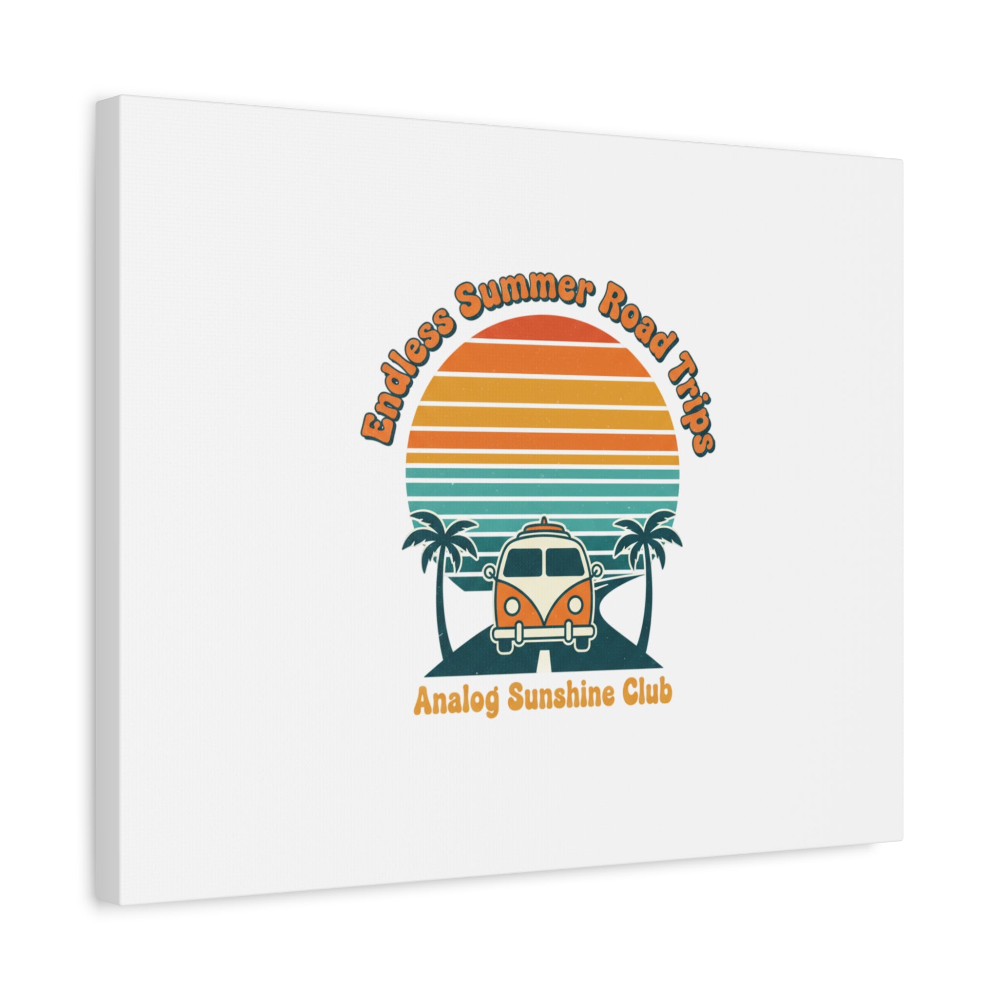 Endless Summer Road Trips Canvas | 1970s Sunset, Retro Surf Palm Art 36" x 36" 1.25"