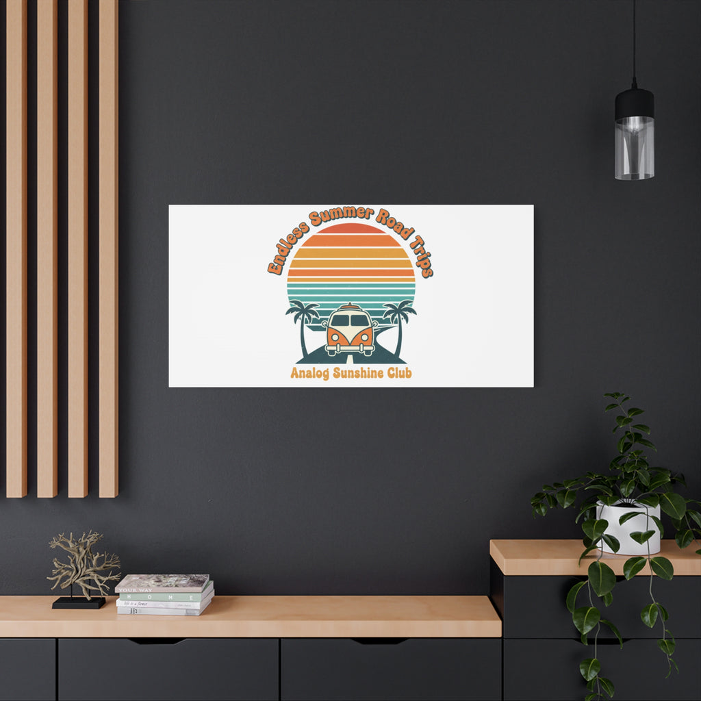 Endless Summer Road Trips Canvas | 1970s Sunset, Retro Surf Palm Art 36" x 36" 1.25"