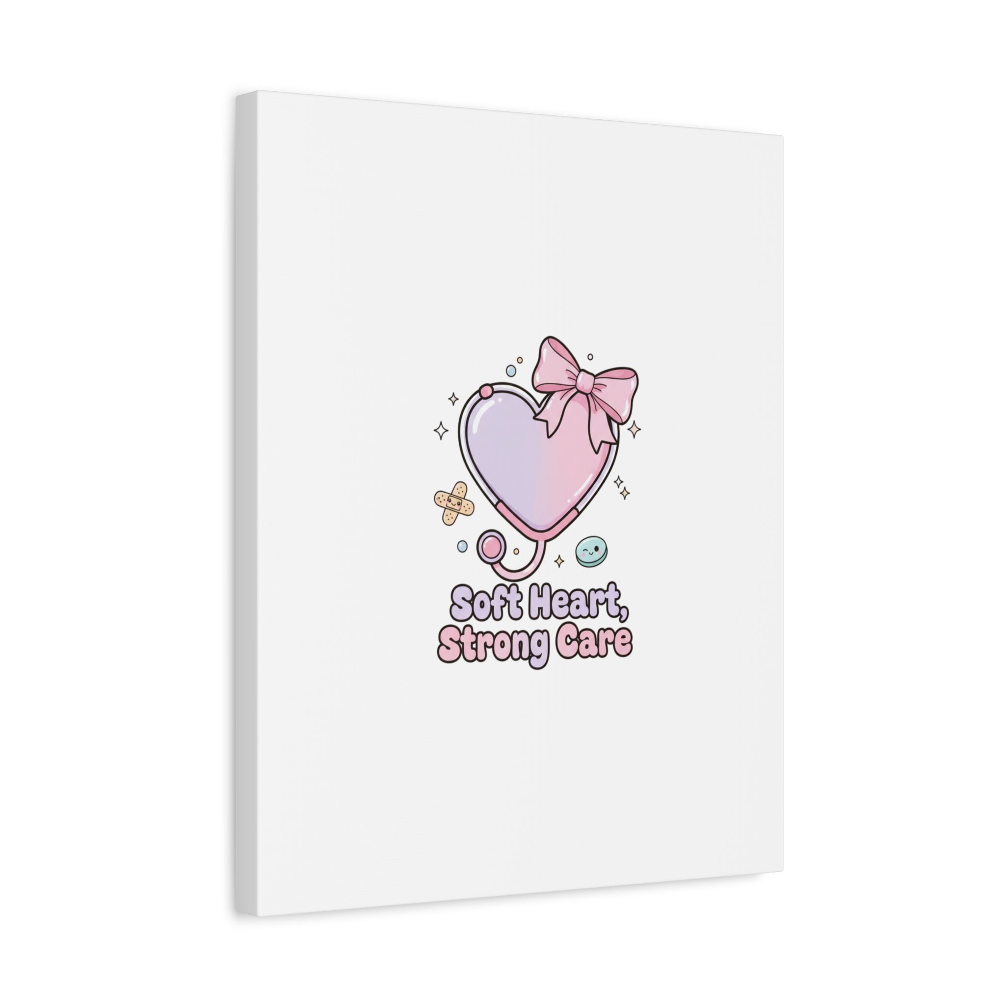 Soft Heart Strong Care Canvas, Pastel Cute Nurse Medical Art | Coquette Healthcare 36" x 36" 1.25"