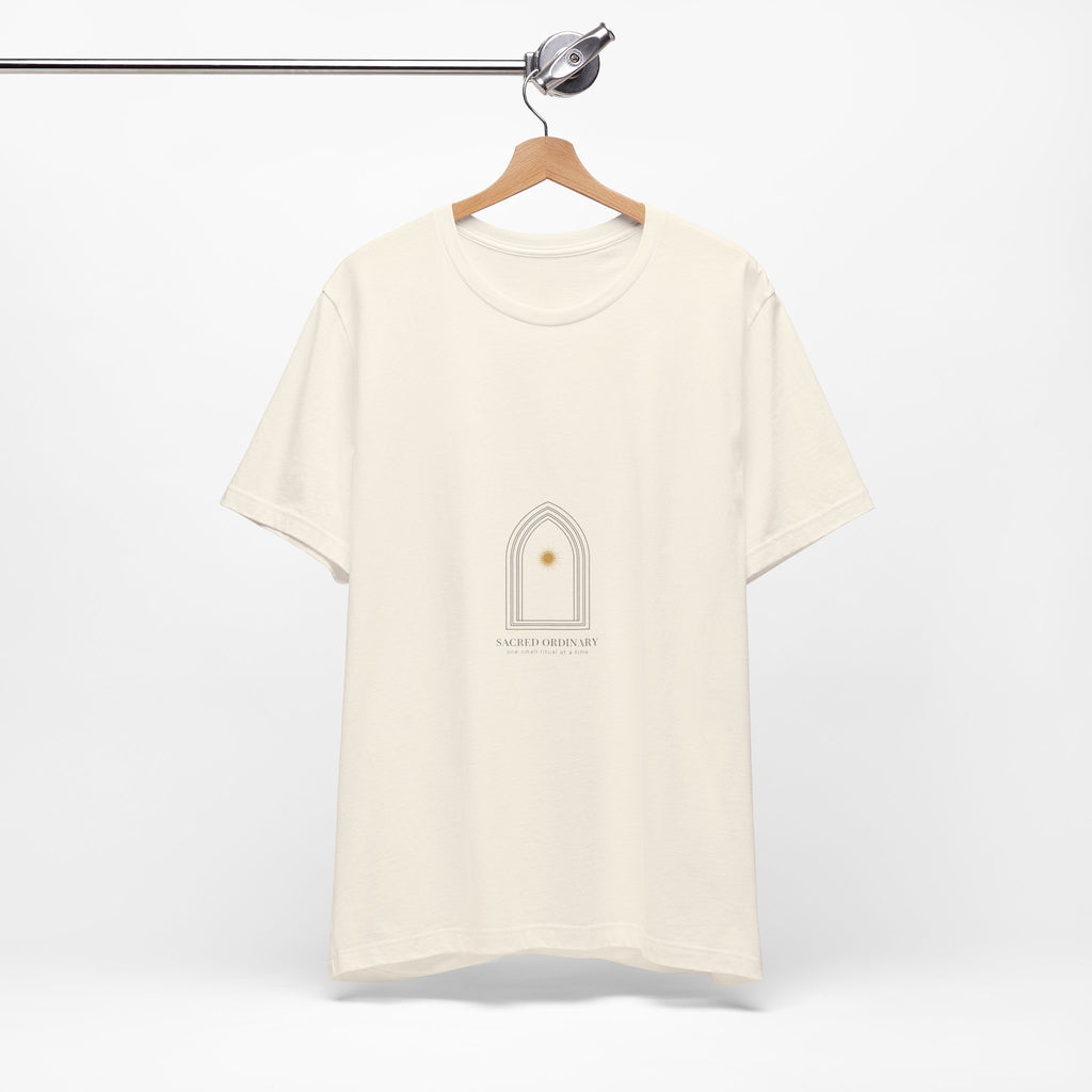 Gothic Arch Minimal Tee | Monastic Minimalism, serene typography Navy