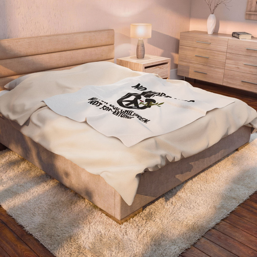 No More War Velveteen Blanket | Anti-War, Peace Ceasefire Solidarity. 30" × 40"