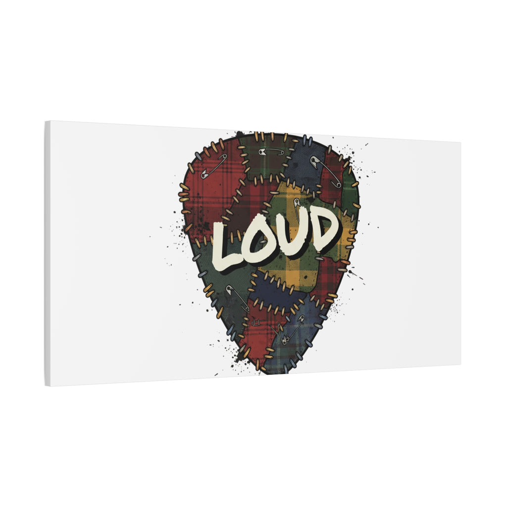 Plaid Patchwork Guitar Pick Canvas, Grunge Revival, 90s Rock Plaid Aesthetic 36" x 36" 1.25"