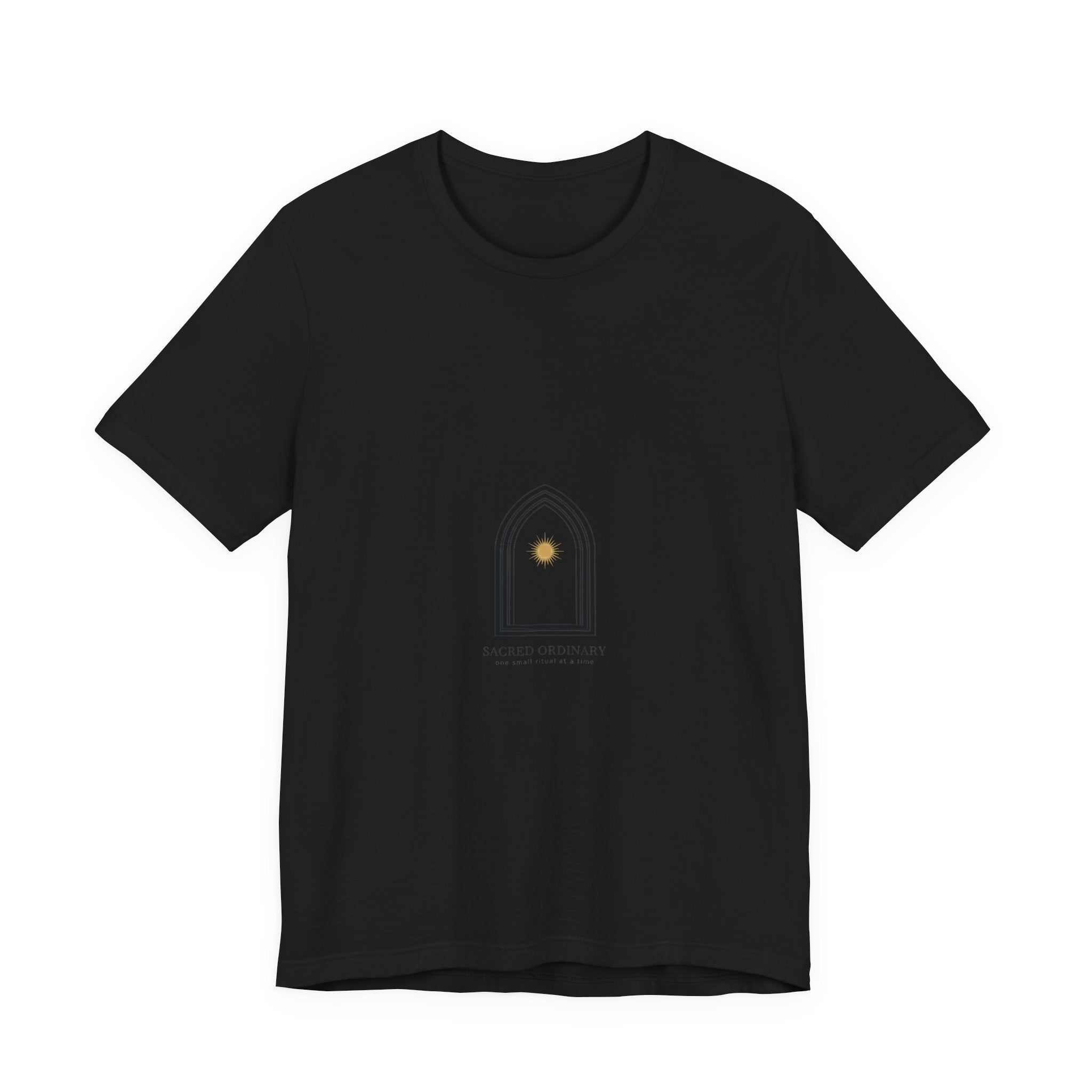 Gothic Arch Minimal Tee | Monastic Minimalism, serene typography Black