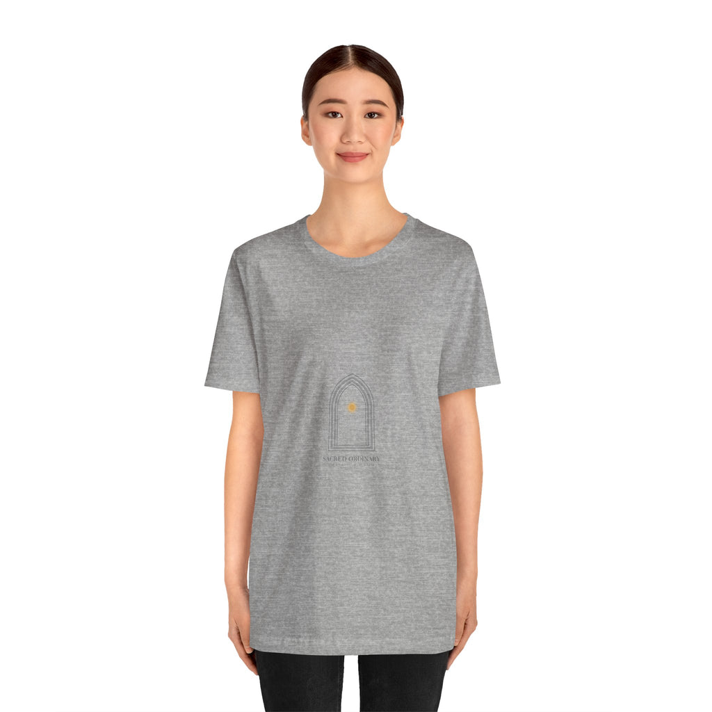 Gothic Arch Minimal Tee | Monastic Minimalism, serene typography Navy