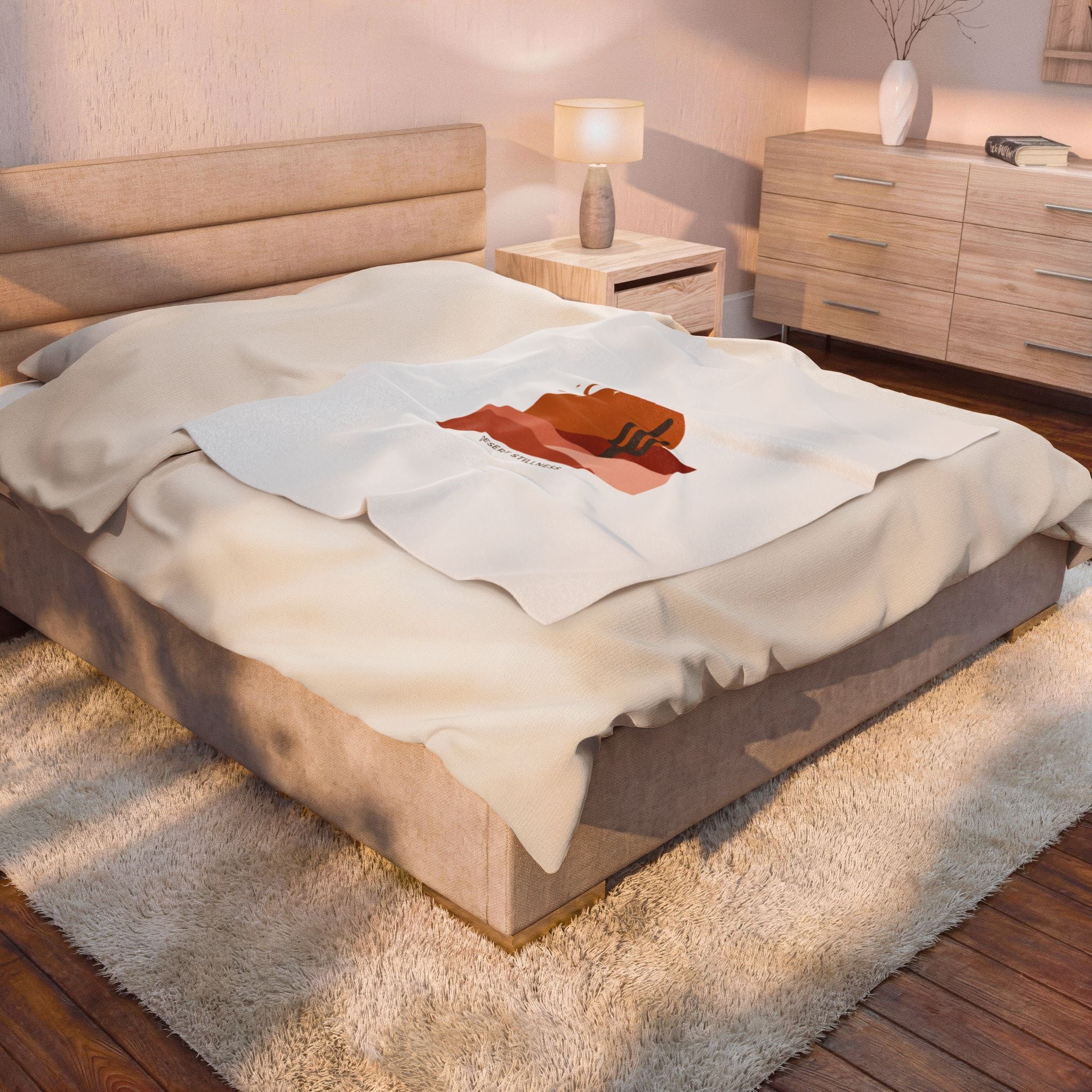Desert Sunset Mesa Throw Blanket | Southwestern minimalist, adobe-inspired wall art 30" × 40"
