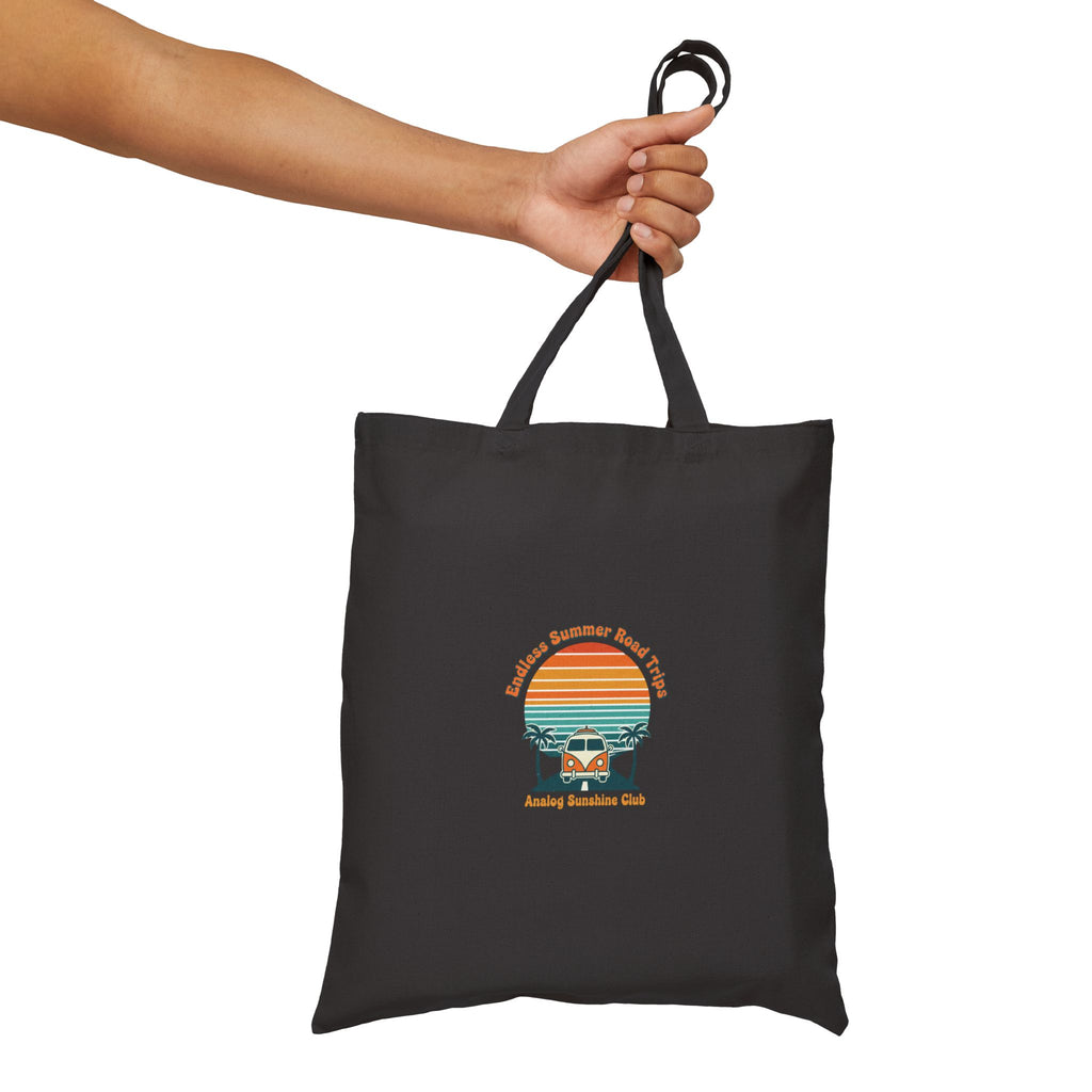 Retro 70s Sunset Palm Tote | Analog Sunshine, Vintage Surf Postcard