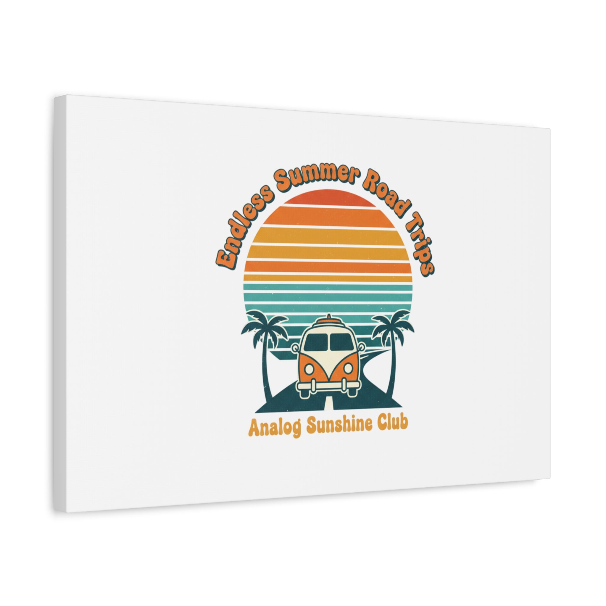 Endless Summer Road Trips Canvas | 1970s Sunset, Retro Surf Palm Art 36" x 36" 1.25"