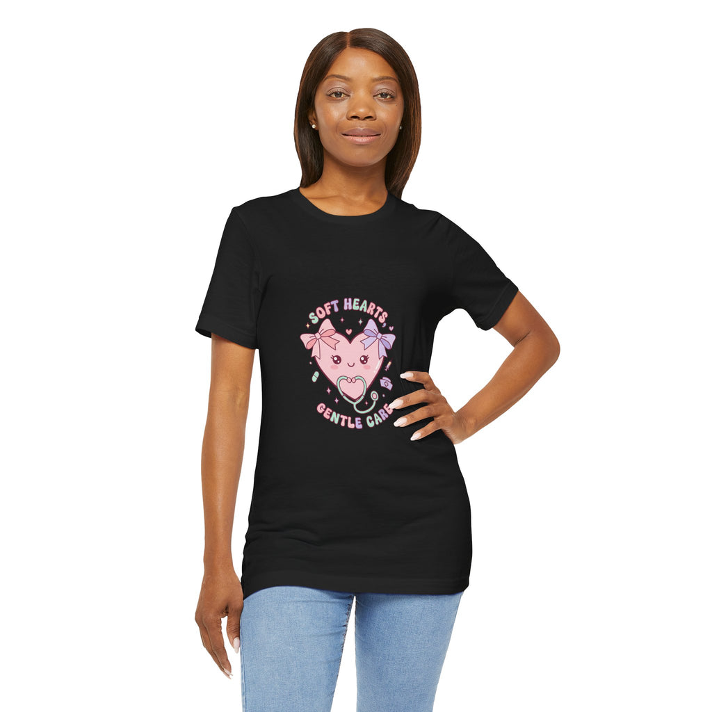 Kawaii Nurse Heart Tee | pastel healthcare design, coquette medical shirt Navy
