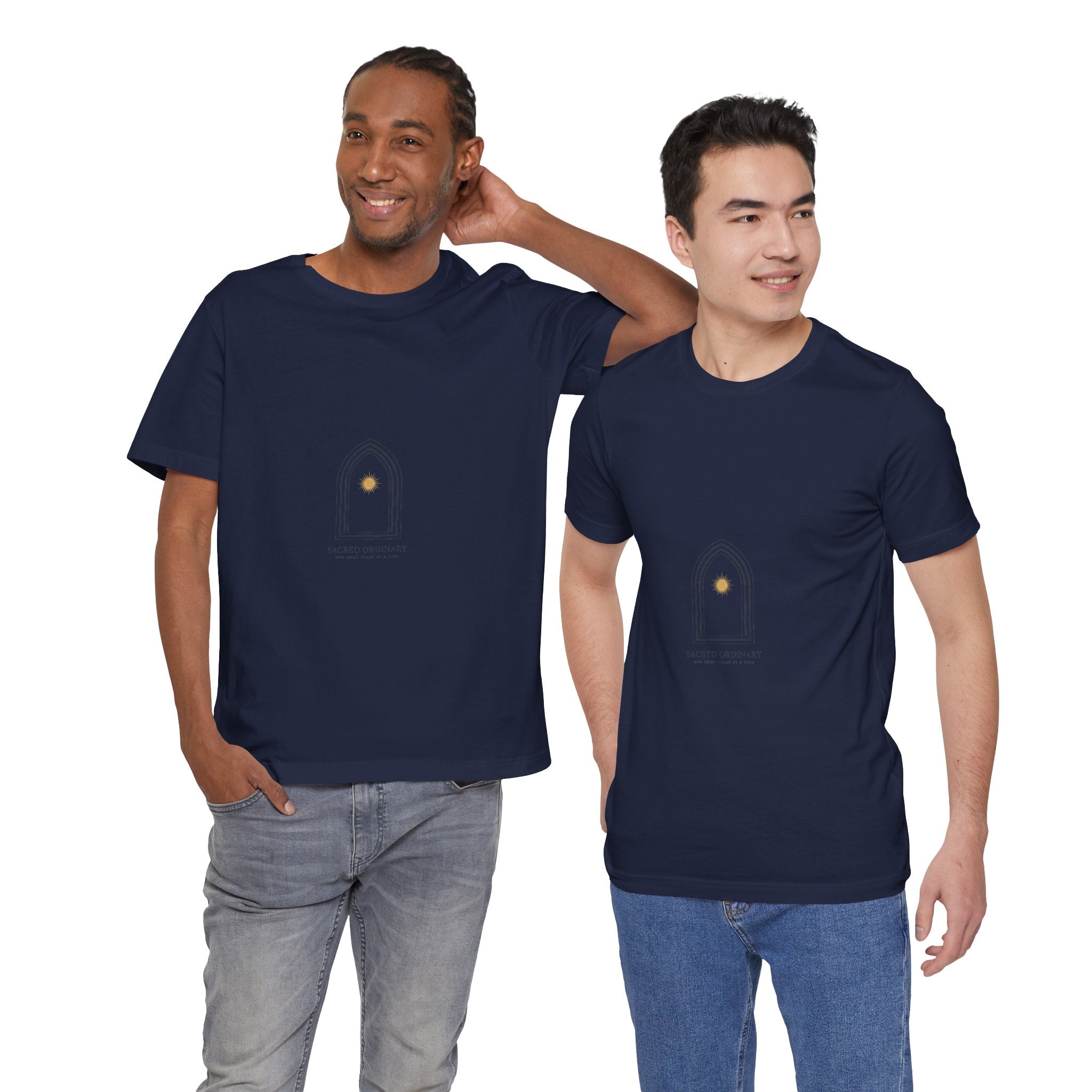 Gothic Arch Minimal Tee | Monastic Minimalism, serene typography Navy