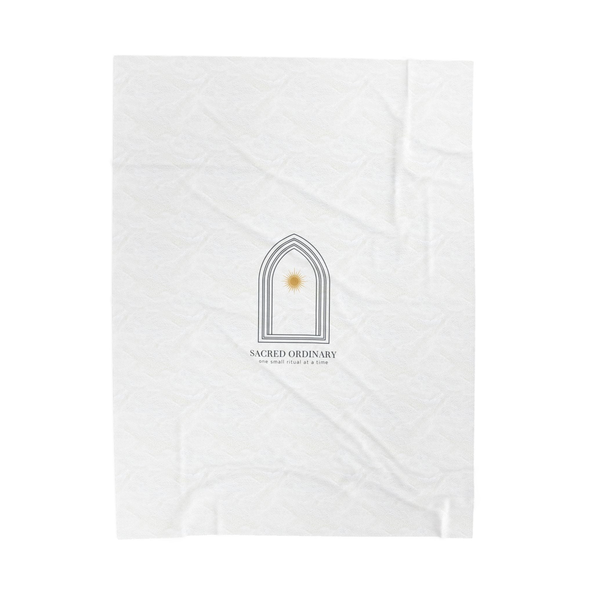 Gothic Arch Minimalist Motif Velveteen Plush Blanket | Quiet Luxury, Serene Typography 60" × 80"