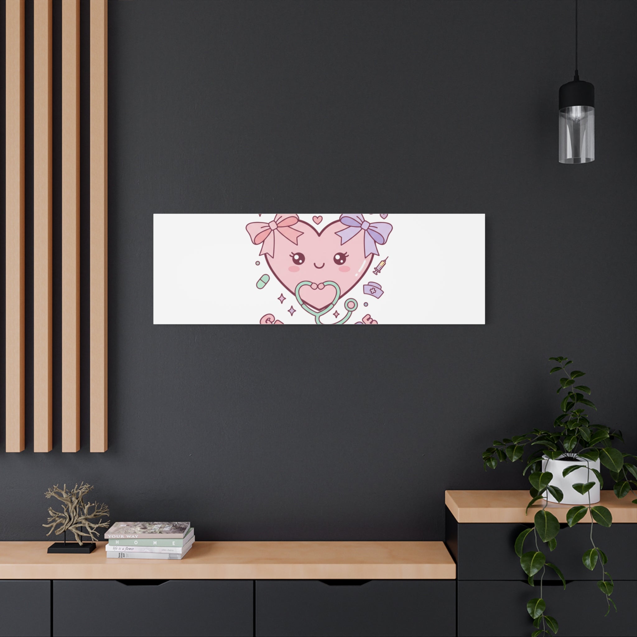 Soft Hearts Gentle Care Canvas, Cute Nurse Graphic | Pastel Coquette Medical Art 36" x 36" 1.25"