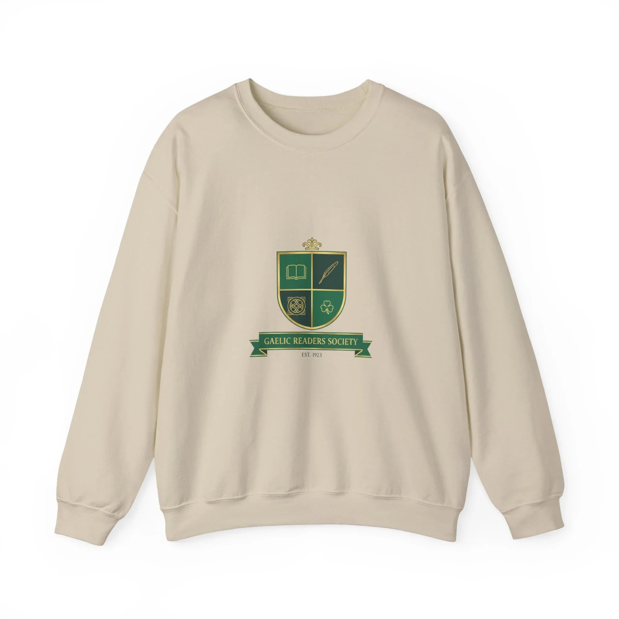 Celtic Crest Gaelic Library Sweatshirt | Irish Heritage Logo, Celtic Knot Sand