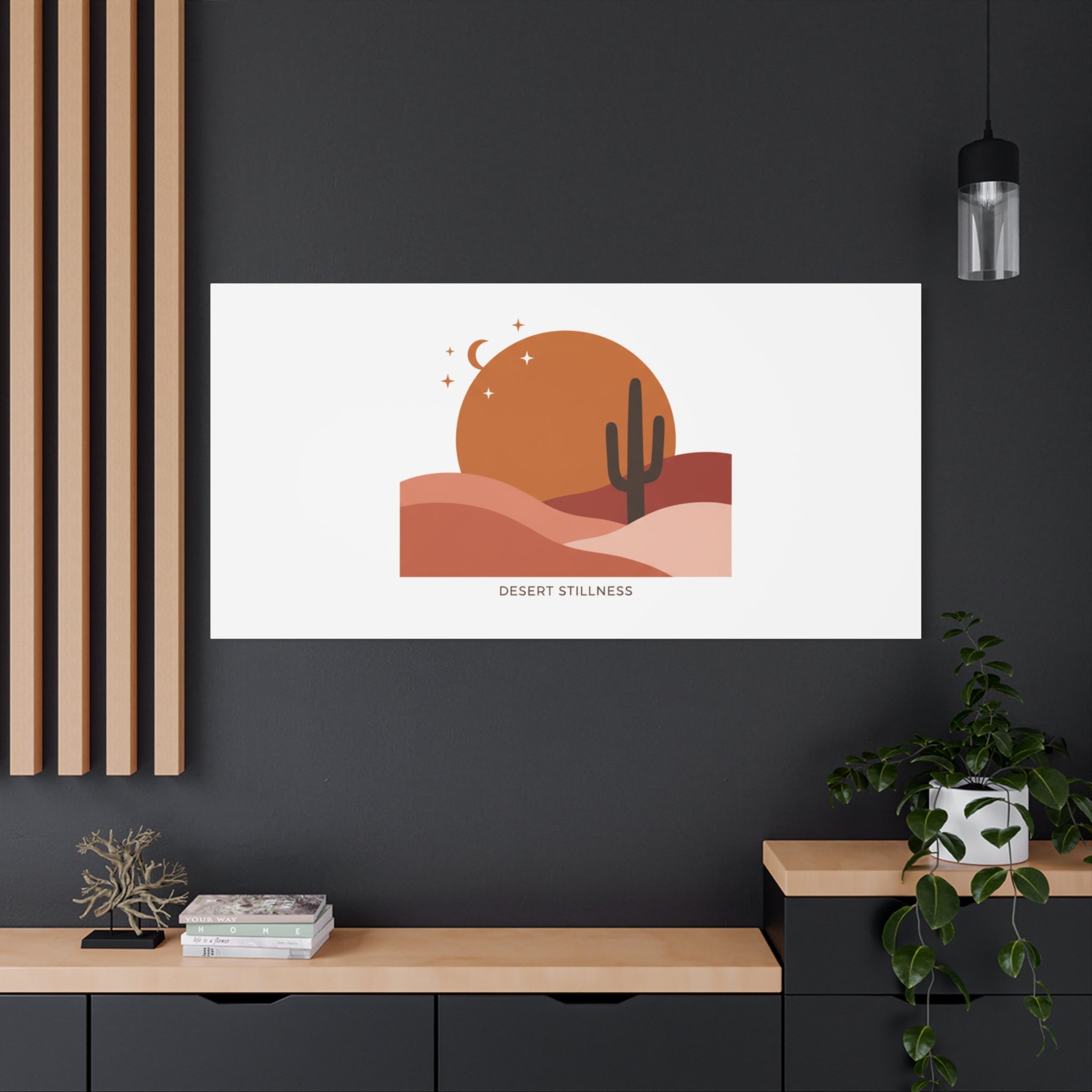 Desert Stillness Canvas, Desert Sunset Minimalist Mesa | Southwestern Art Print