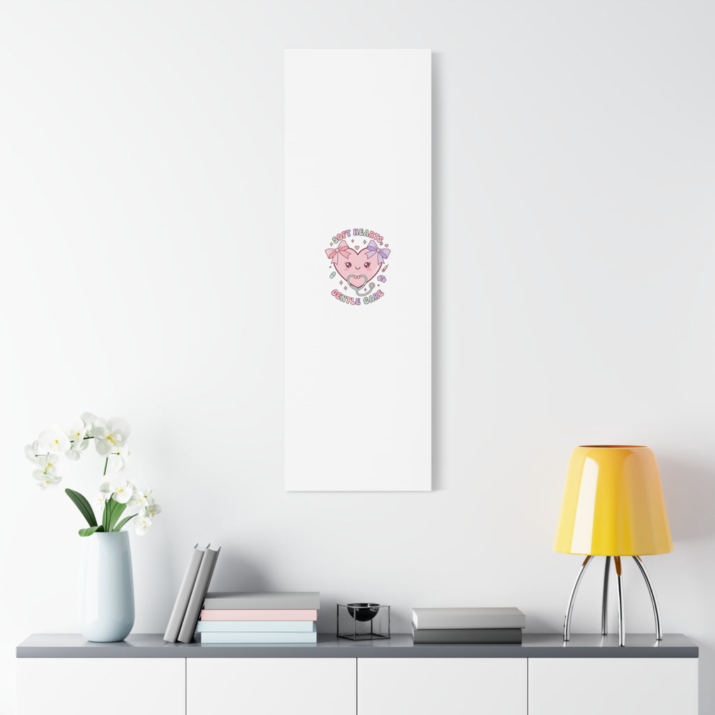 Soft Hearts Gentle Care Canvas, Cute Nurse Graphic | Pastel Coquette Medical Art 36" x 36" 1.25"