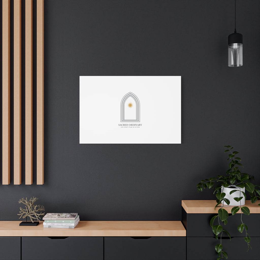 Sacred Ordinary Gothic Arch Canvas | Minimal Scripture Art, Quiet Luxury 36" x 36" 1.25"