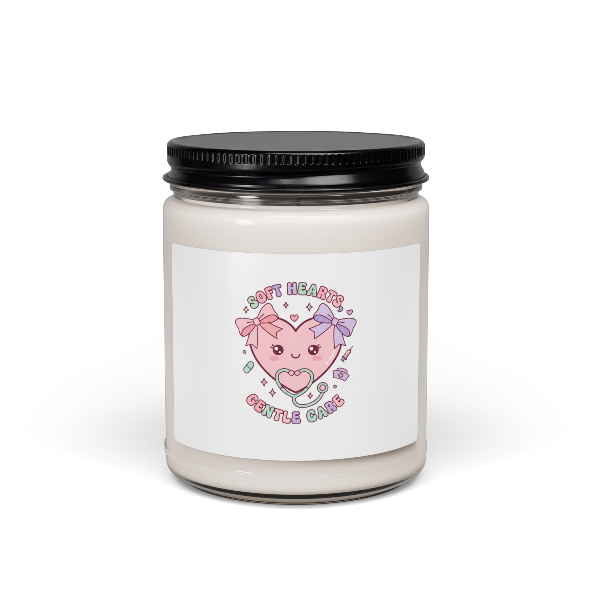 Cute Nurse Heart Candle, Scented Soy Candle | Pastel Coquette Medical Christmas Warmth 9oz