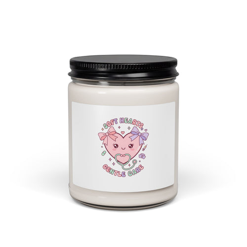Cute Nurse Heart Candle, Scented Soy Candle | Pastel Coquette Medical Christmas Warmth 9oz